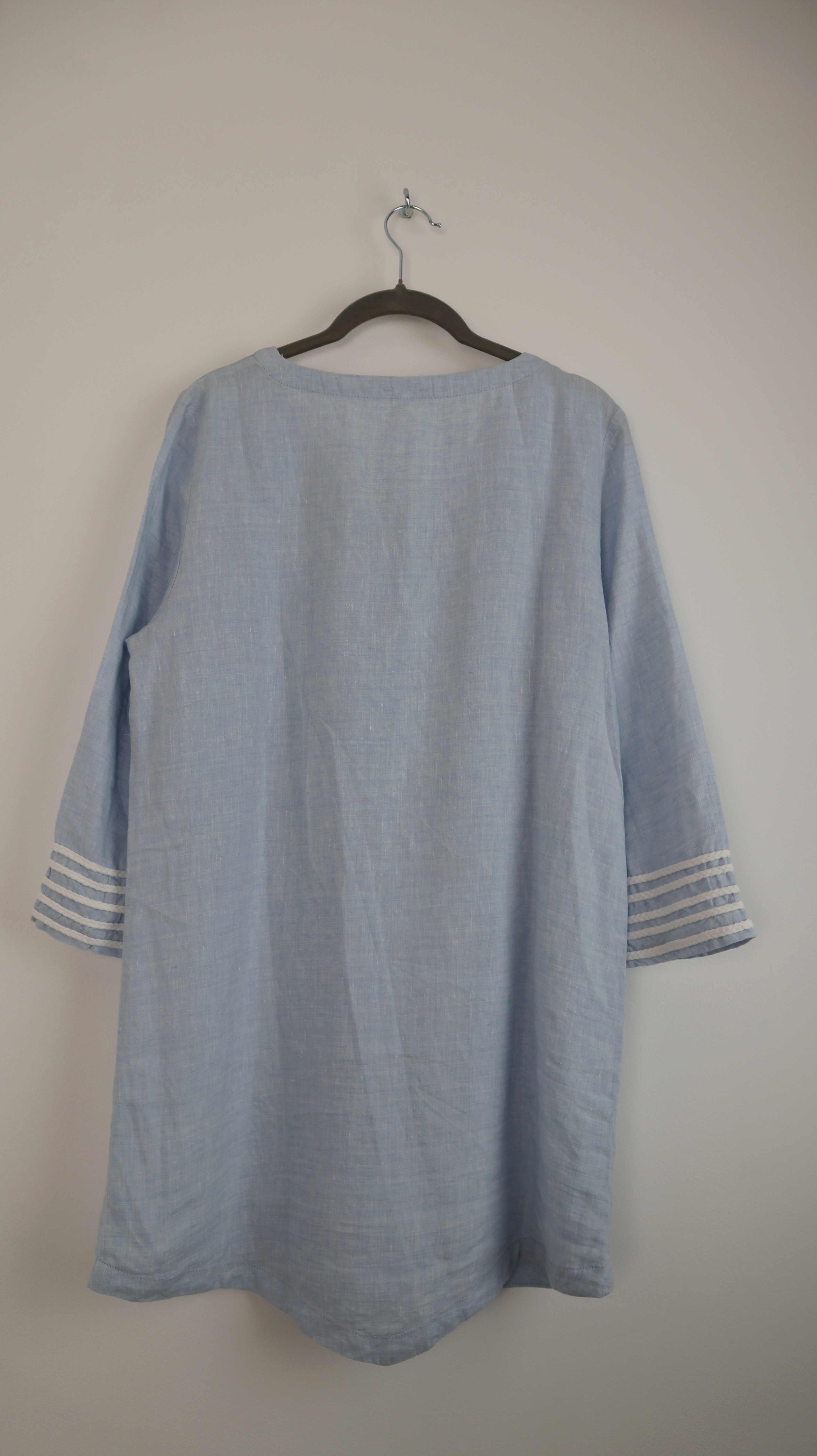 Deerberg Kleid Blau Hellblau 36 S Leinenkleid Leinen Bluse