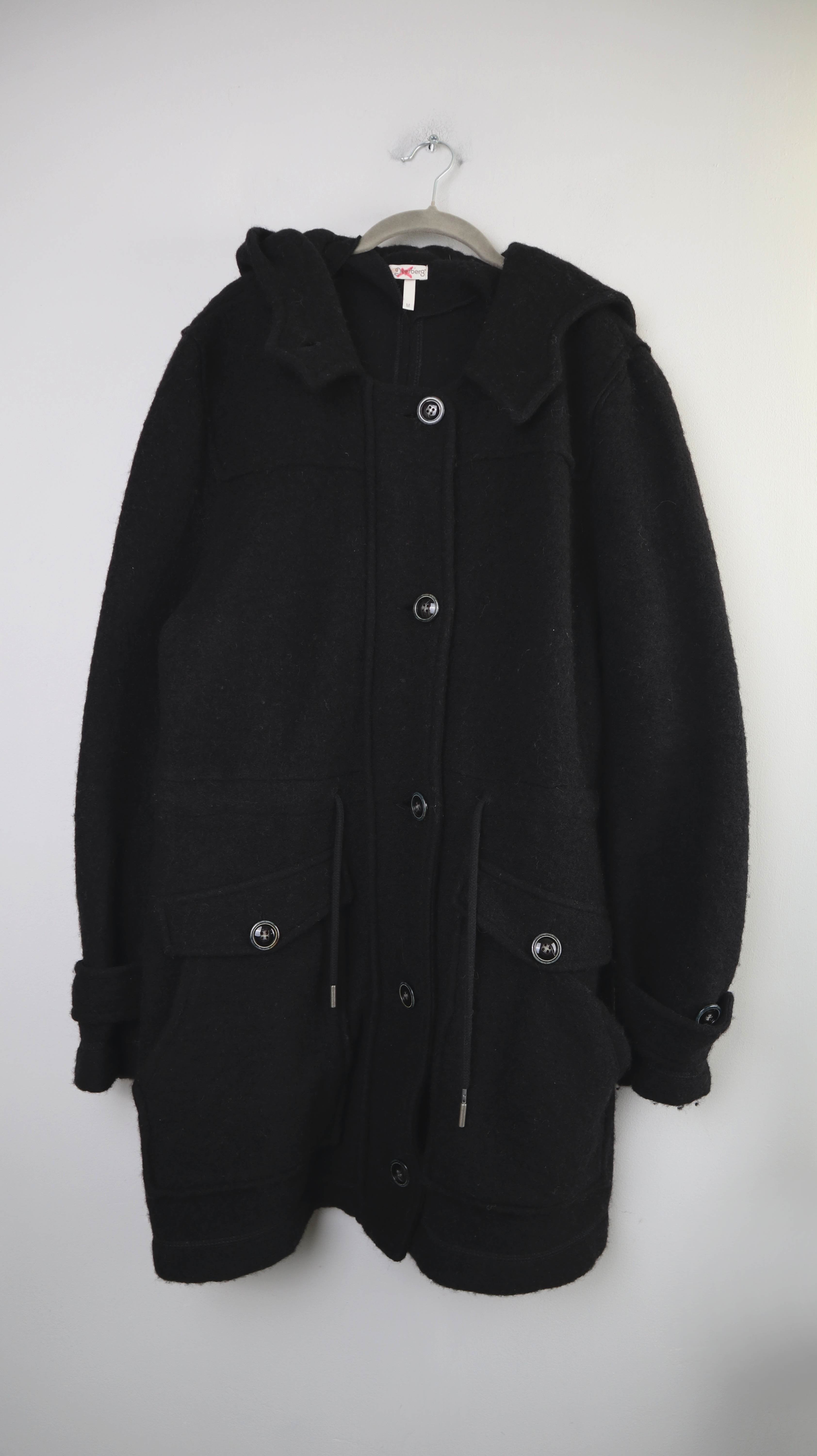 Deerberg Jacke Mantel schwarz Wolle Wollmantel 38 M Cabanjacke