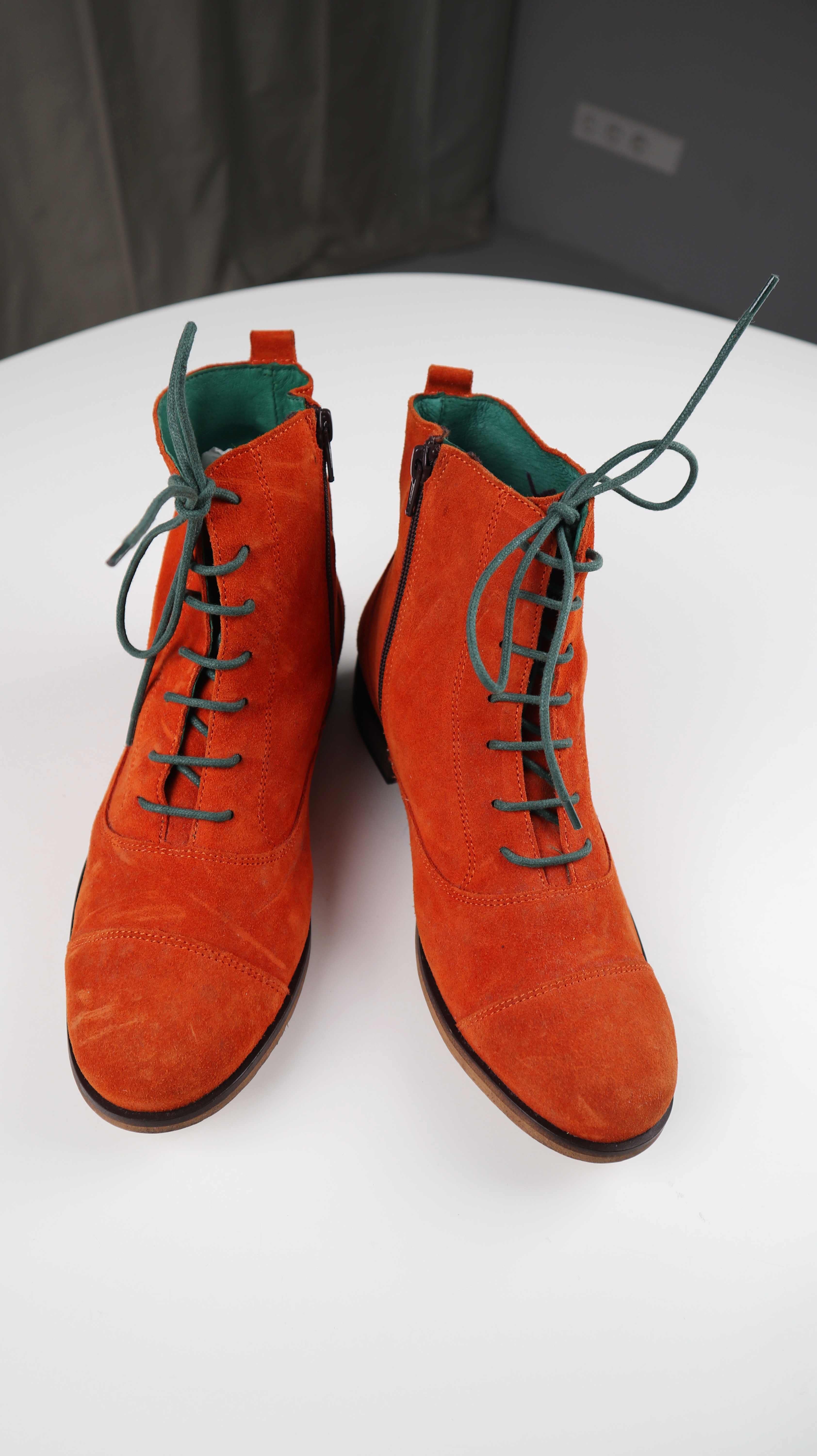 Deerberg Stiefeletten Orange Schnürer Schnürschuhe Wildleder 39 Neu