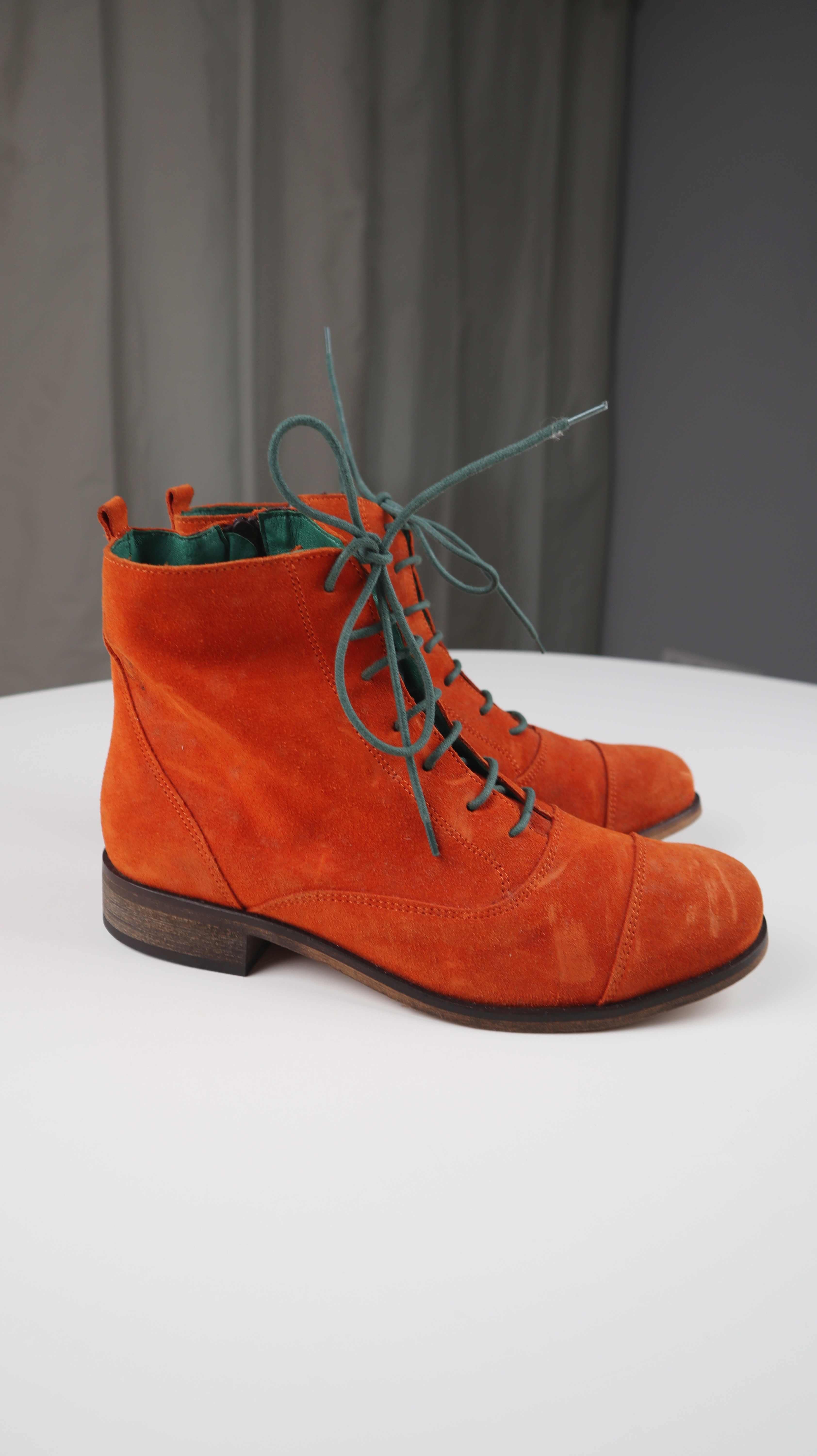 Deerberg Stiefeletten Orange Schnürer Schnürschuhe Wildleder 39 Neu