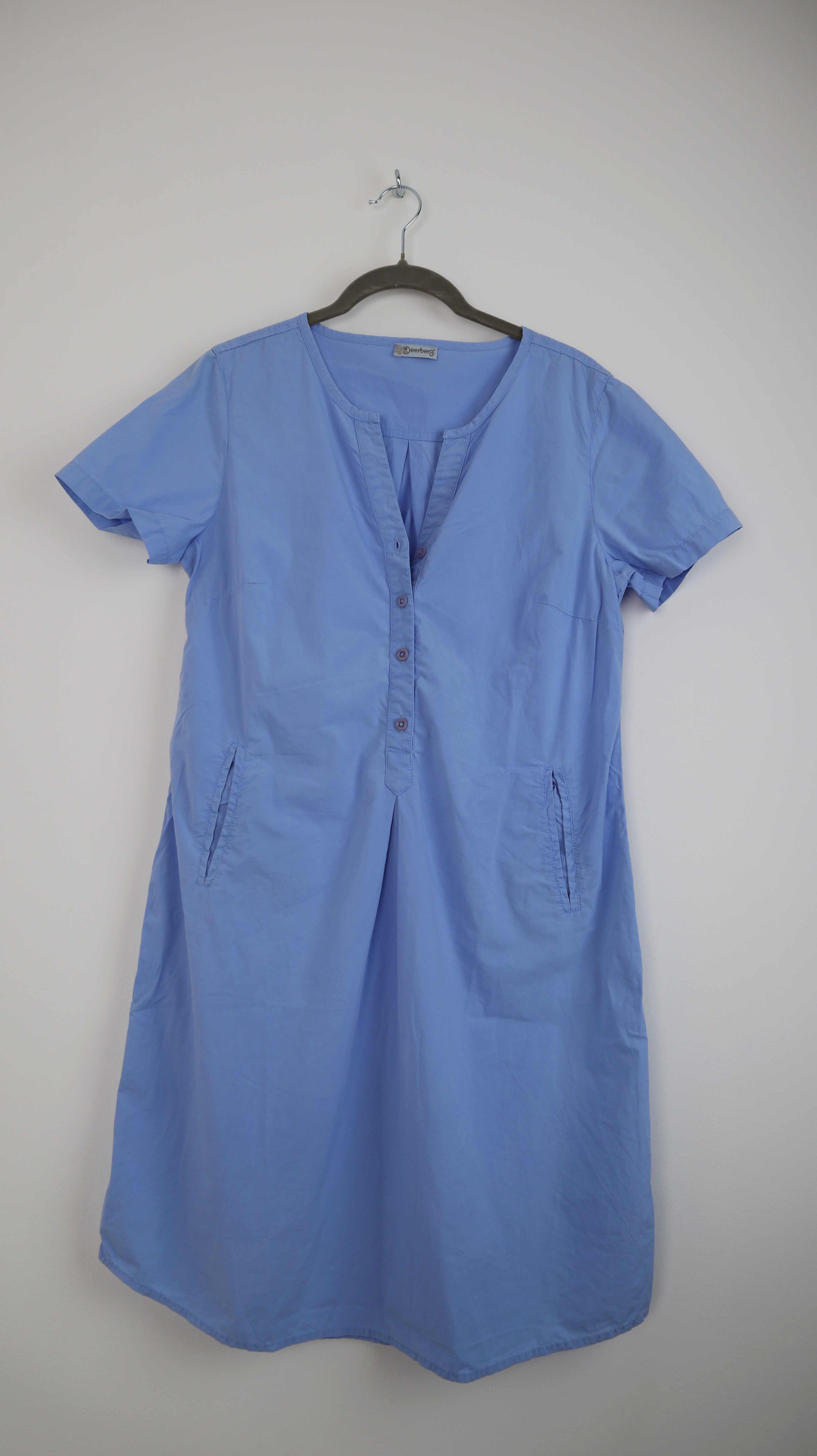 Deerberg Kleid Blau Midi Midikleid 38 M Hellblau Sommerkleid