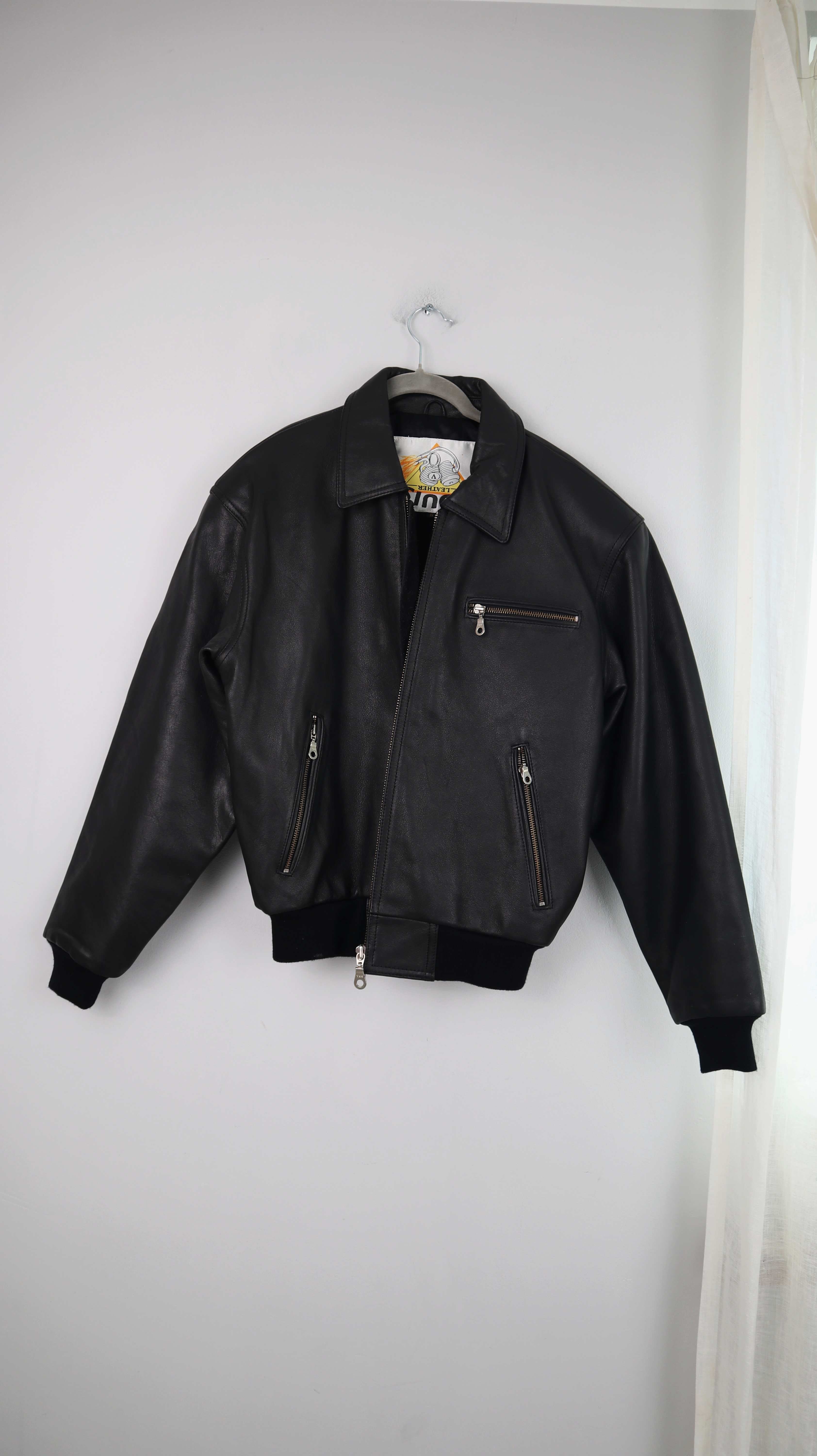 Louis Lederjacke schwarz Blouson Leder Motorradjacke 38 M Bomberjacke