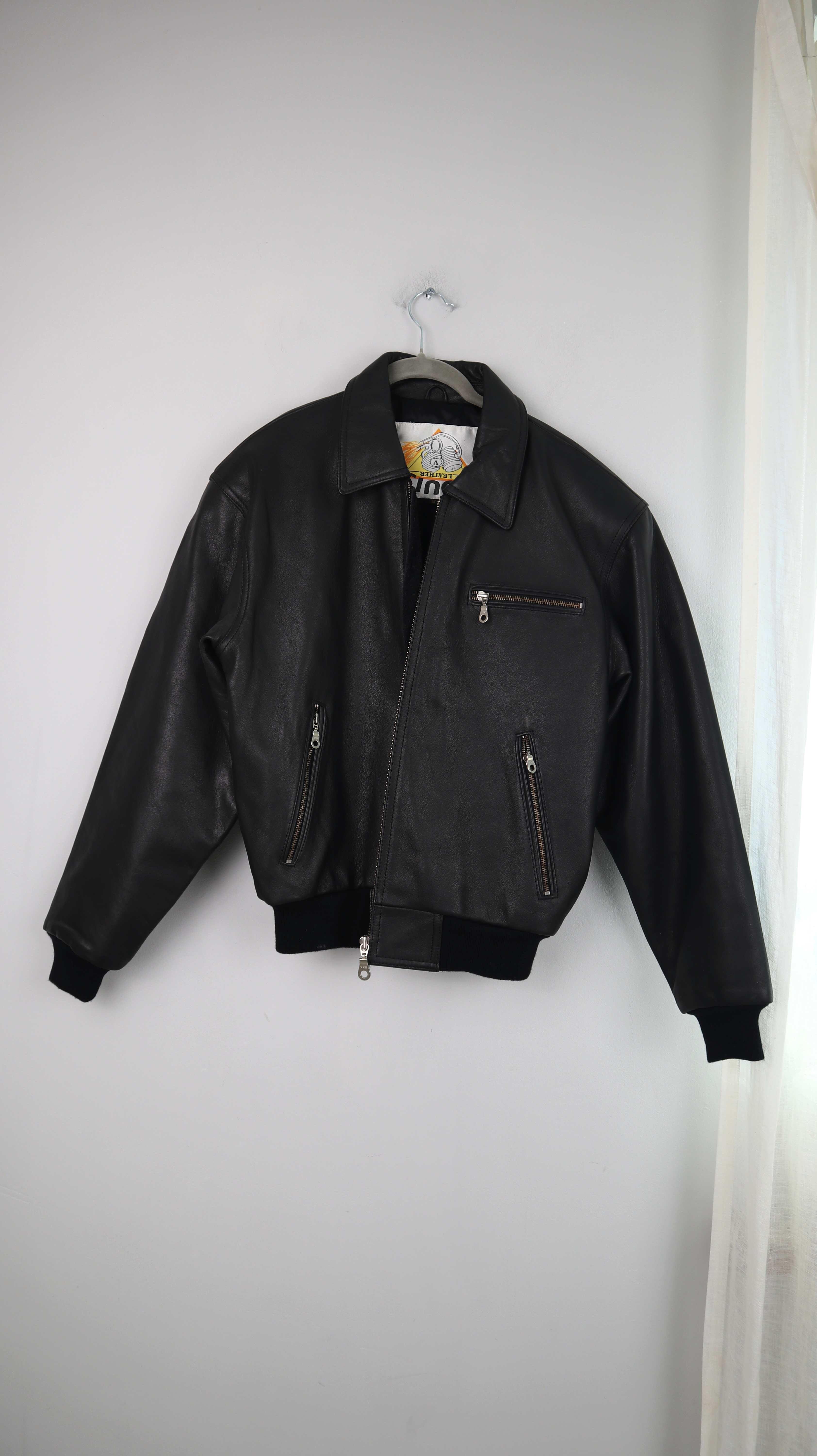 Louis Lederjacke schwarz Blouson Leder Motorradjacke 38 M Bomberjacke