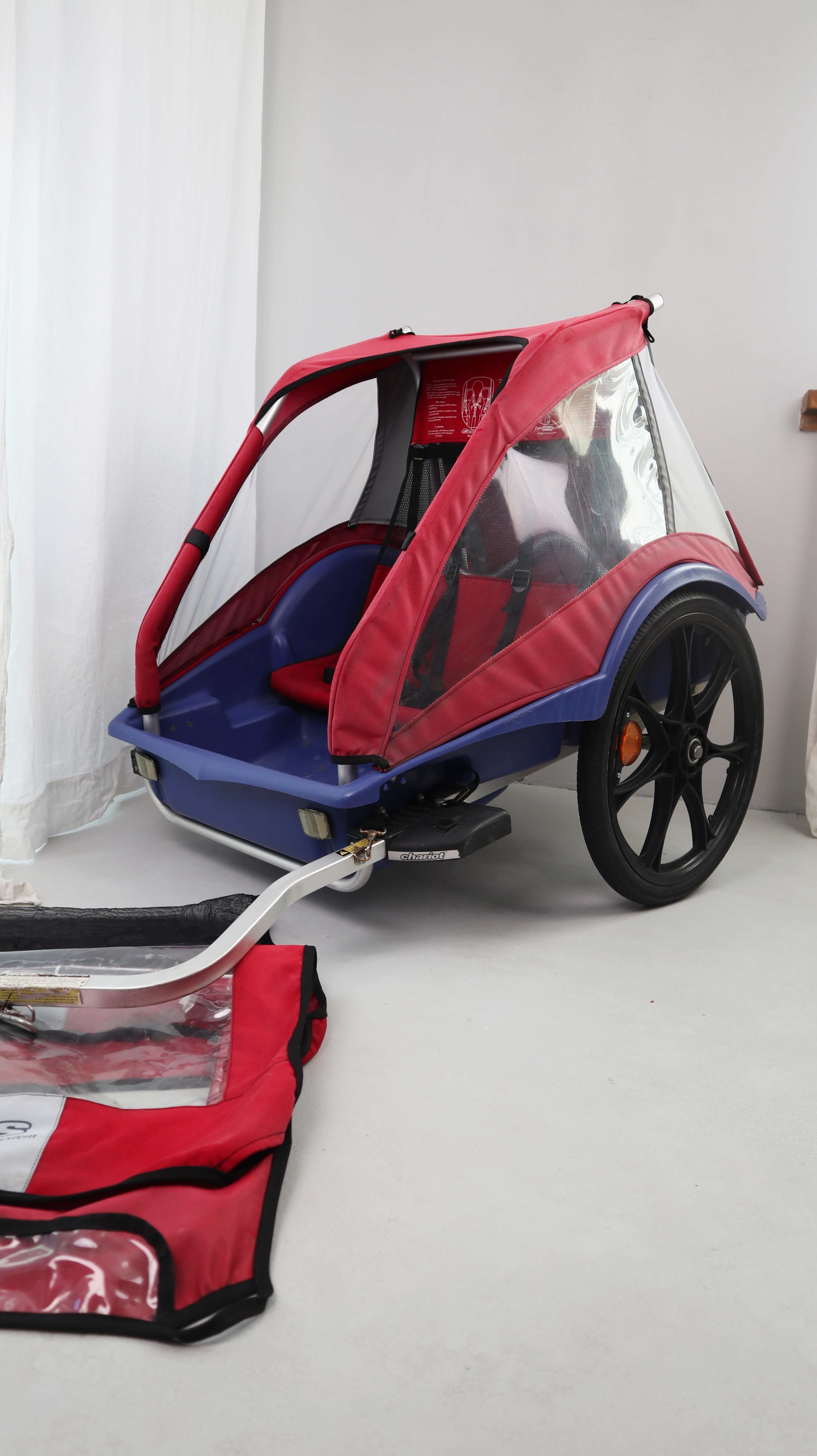 Fahrradanhänger Kinder CTS Zweiersitz Anhänger Child transport system rot blau