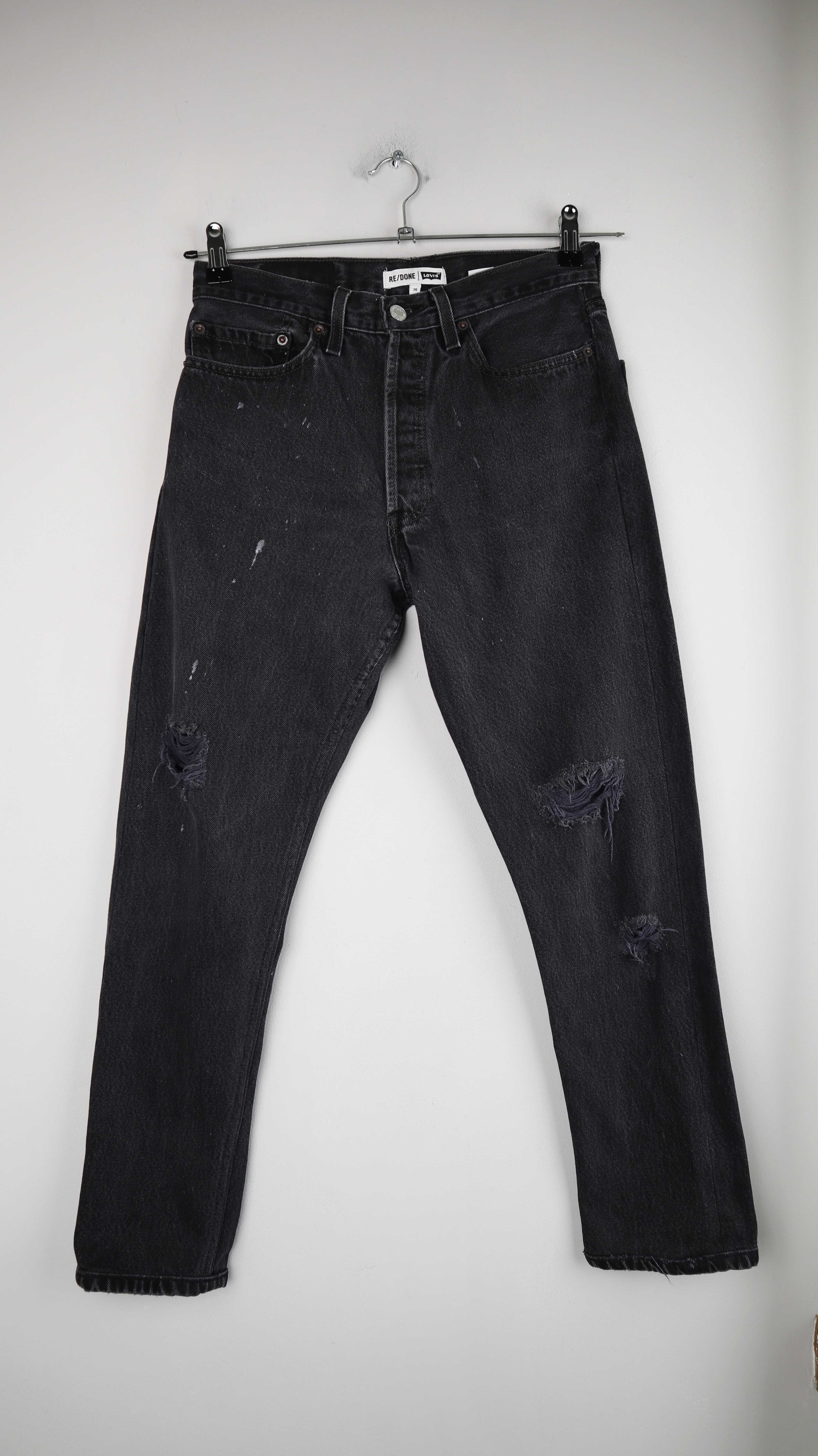 Levis Re/Done Grau 26 straight Jeans used washed 36 S Dunkelgrau ripped