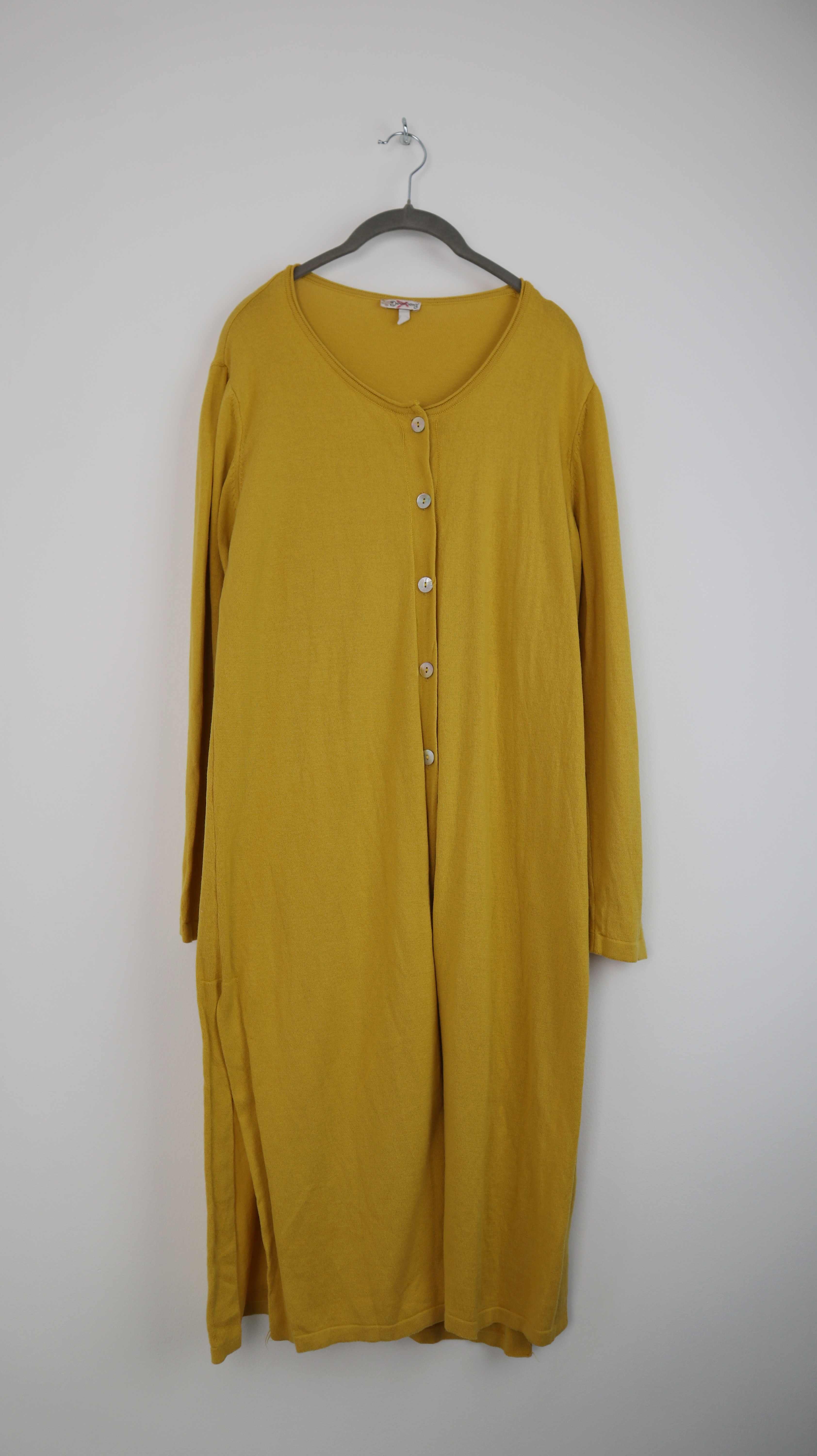 Deerberg Strickjacke Cardigan Gelb 36 S Senfgelb lang