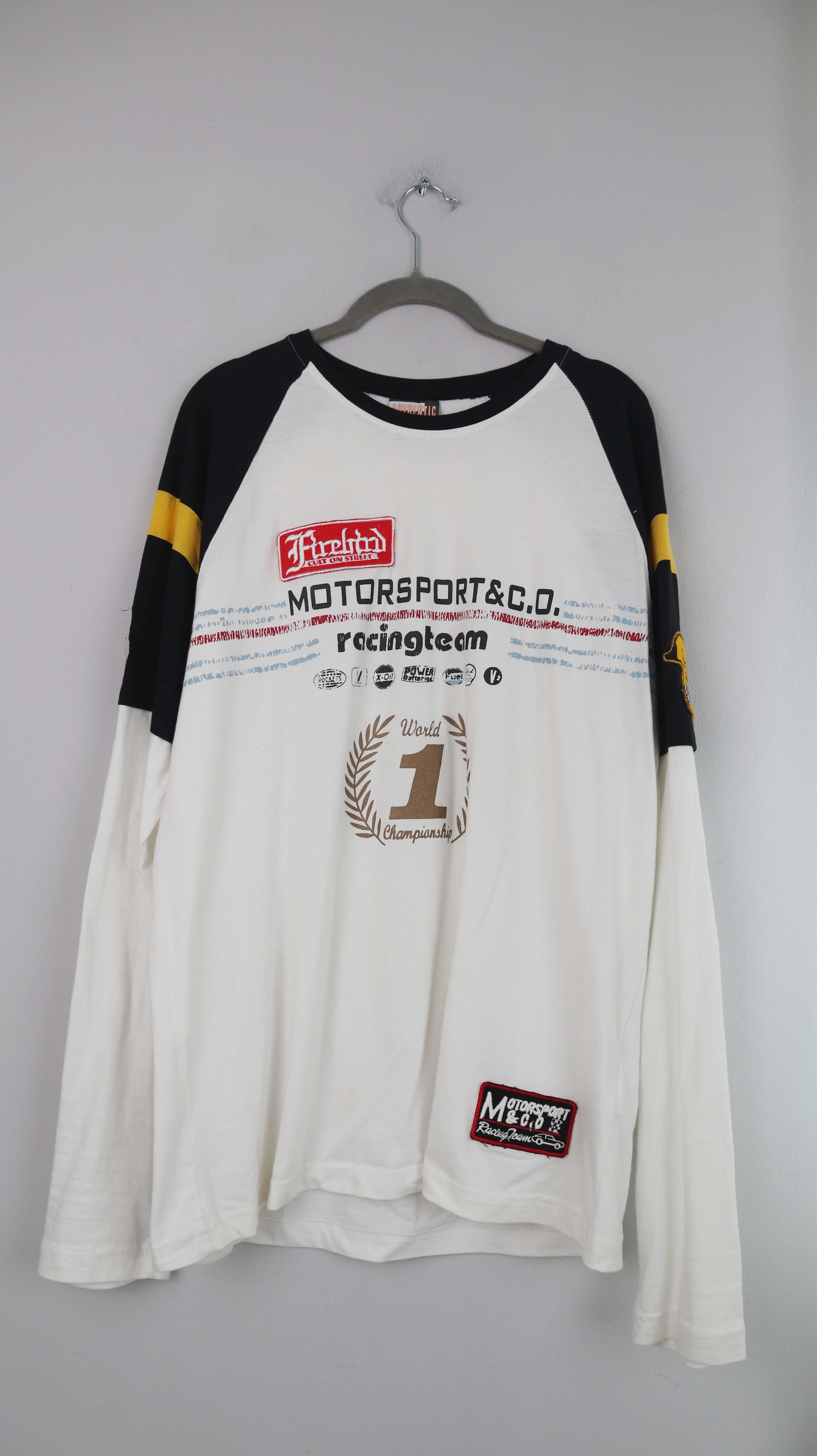 Motorsport Autentic Style XXL Longsleeve Shirt schwarz weiß basic