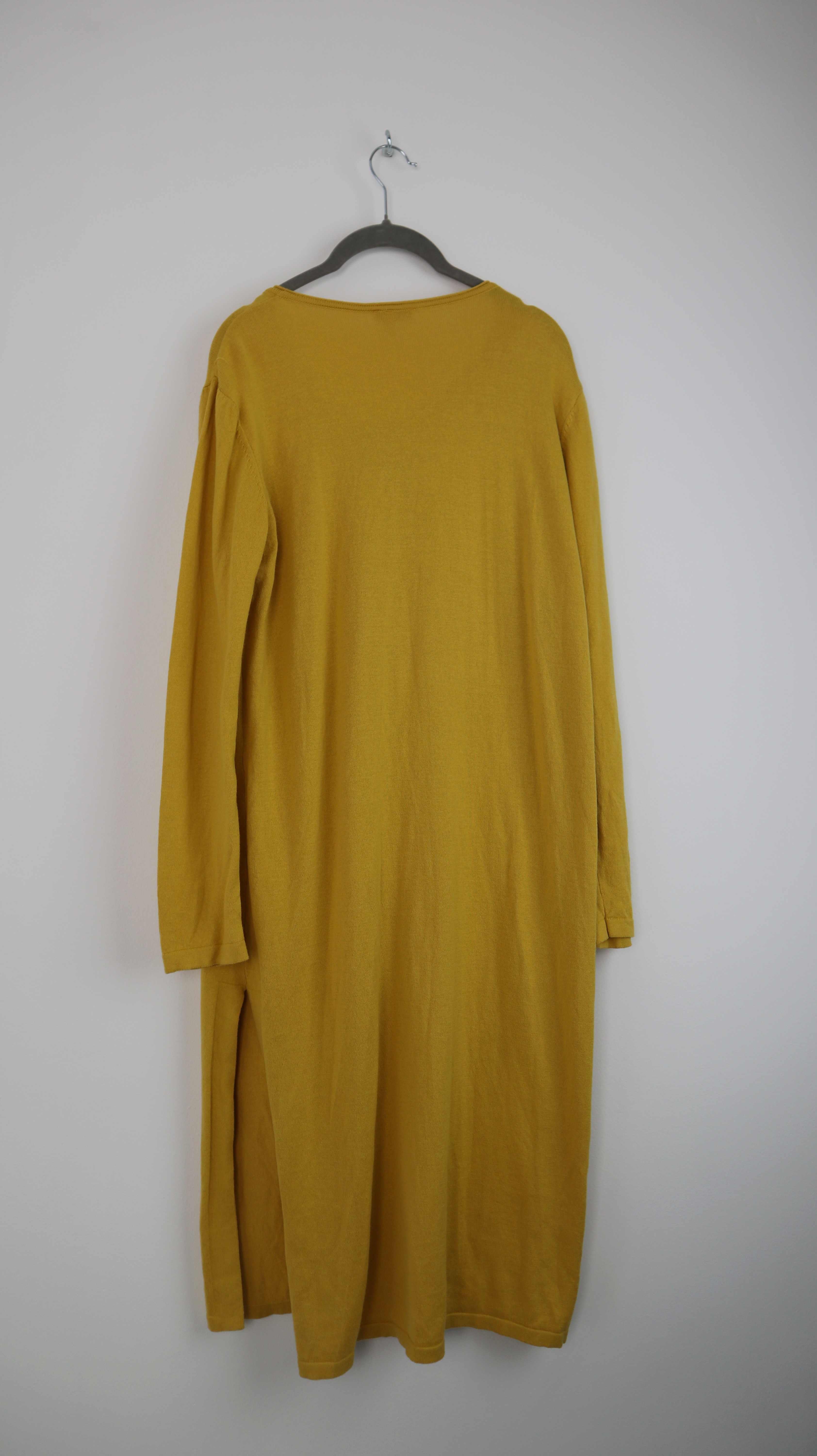 Deerberg Strickjacke Cardigan Gelb 36 S Senfgelb lang