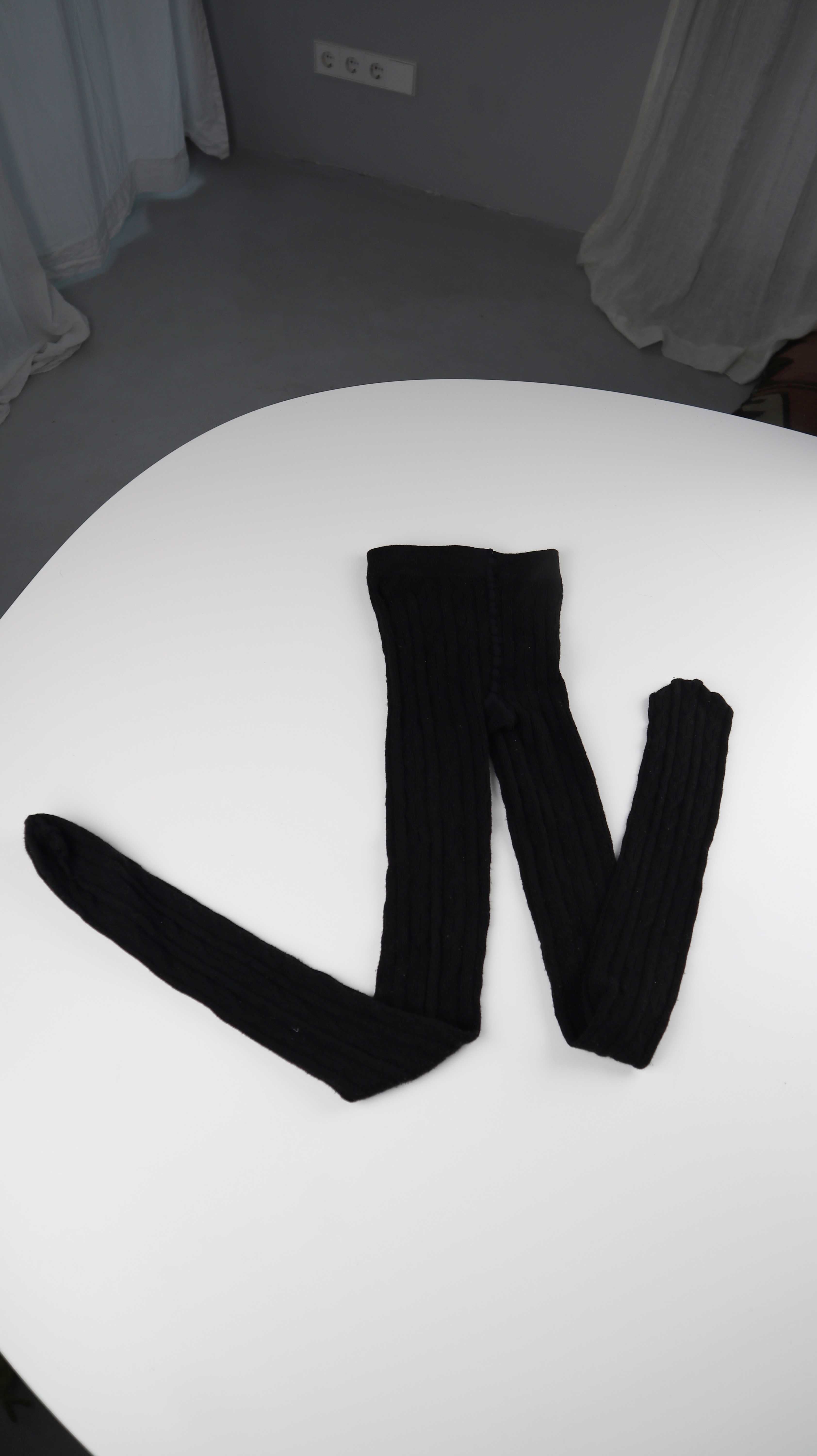 Strumpfhose schwarz ripped Baumwolle 36 S Zopfmuster