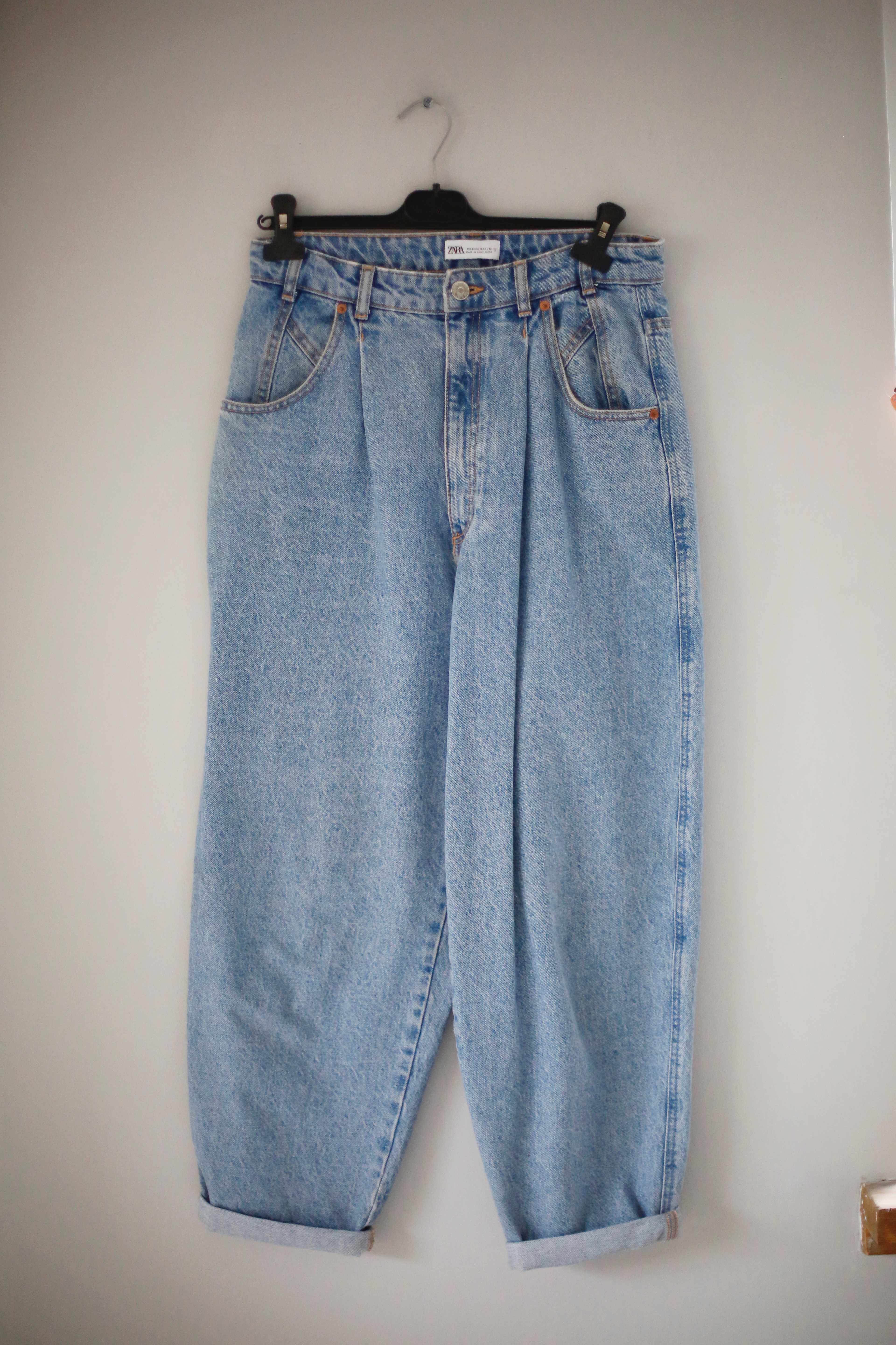 Zara mom Jeans denim dunkelblau 42 Ballonjeans mid waist XL L