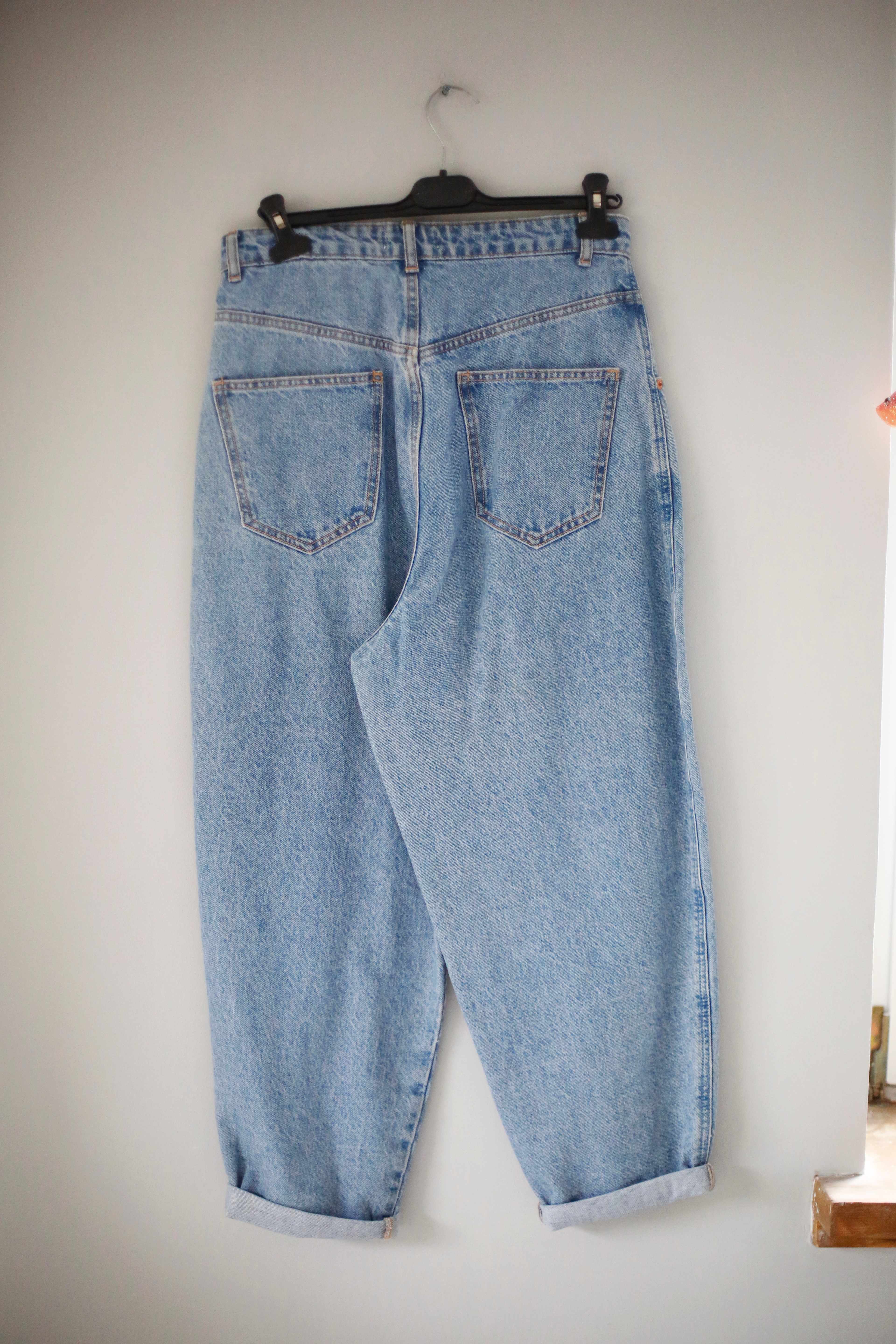 Zara mom Jeans denim dunkelblau 42 Ballonjeans mid waist XL L