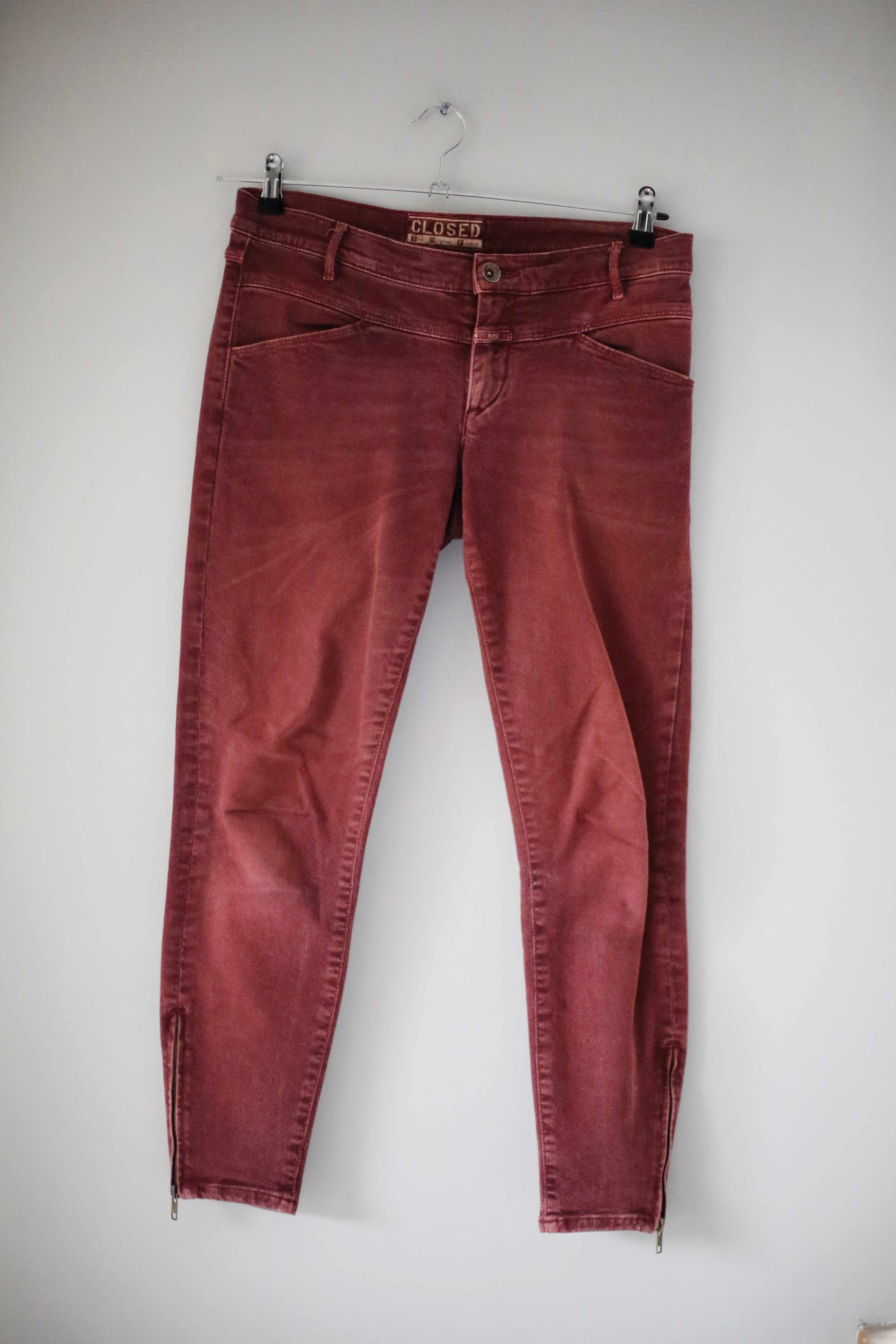 Closed Hose slim mid waist rot bordeaux Röhrenhose 28 38 M