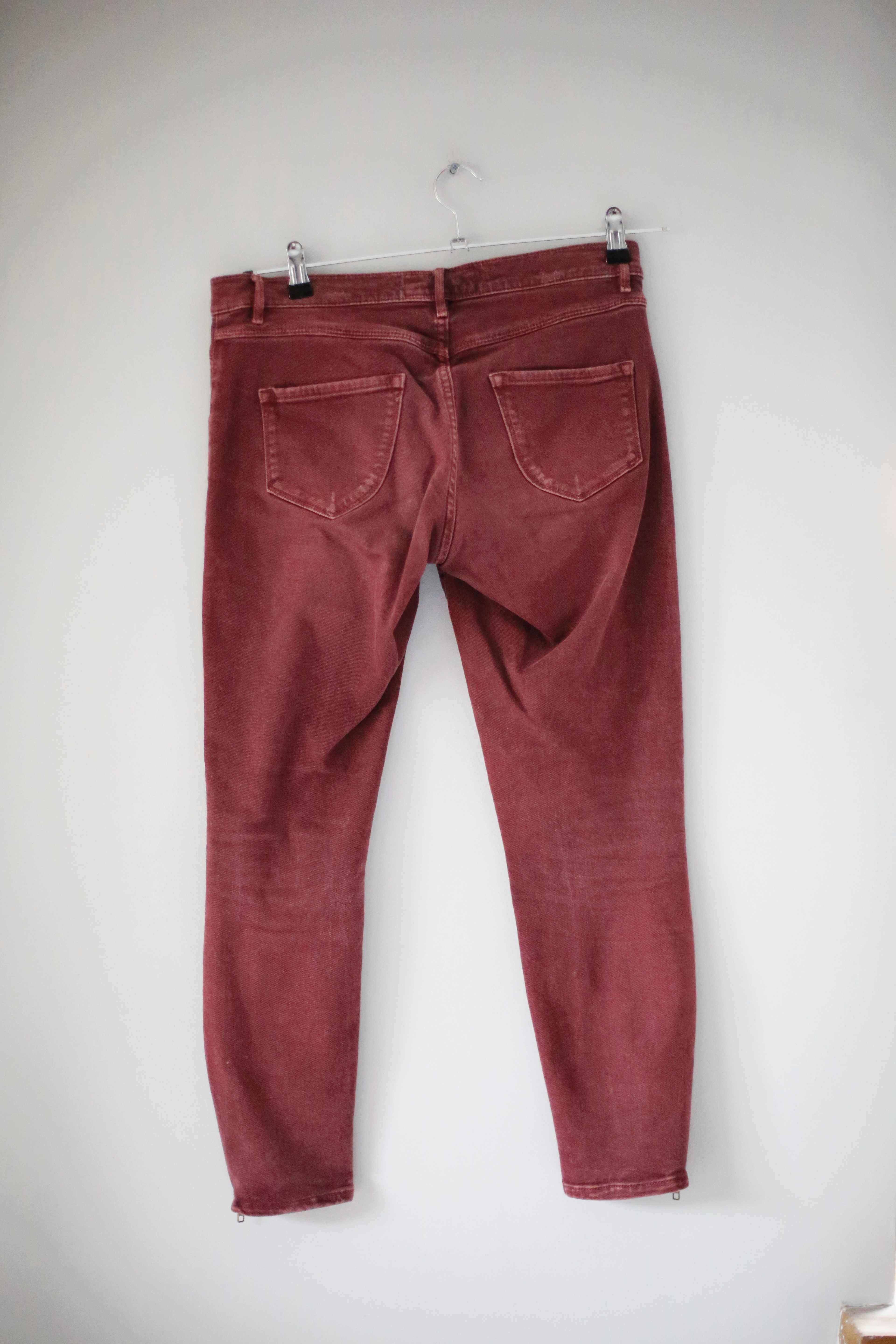 Closed Hose slim mid waist rot bordeaux Röhrenhose 28 38 M