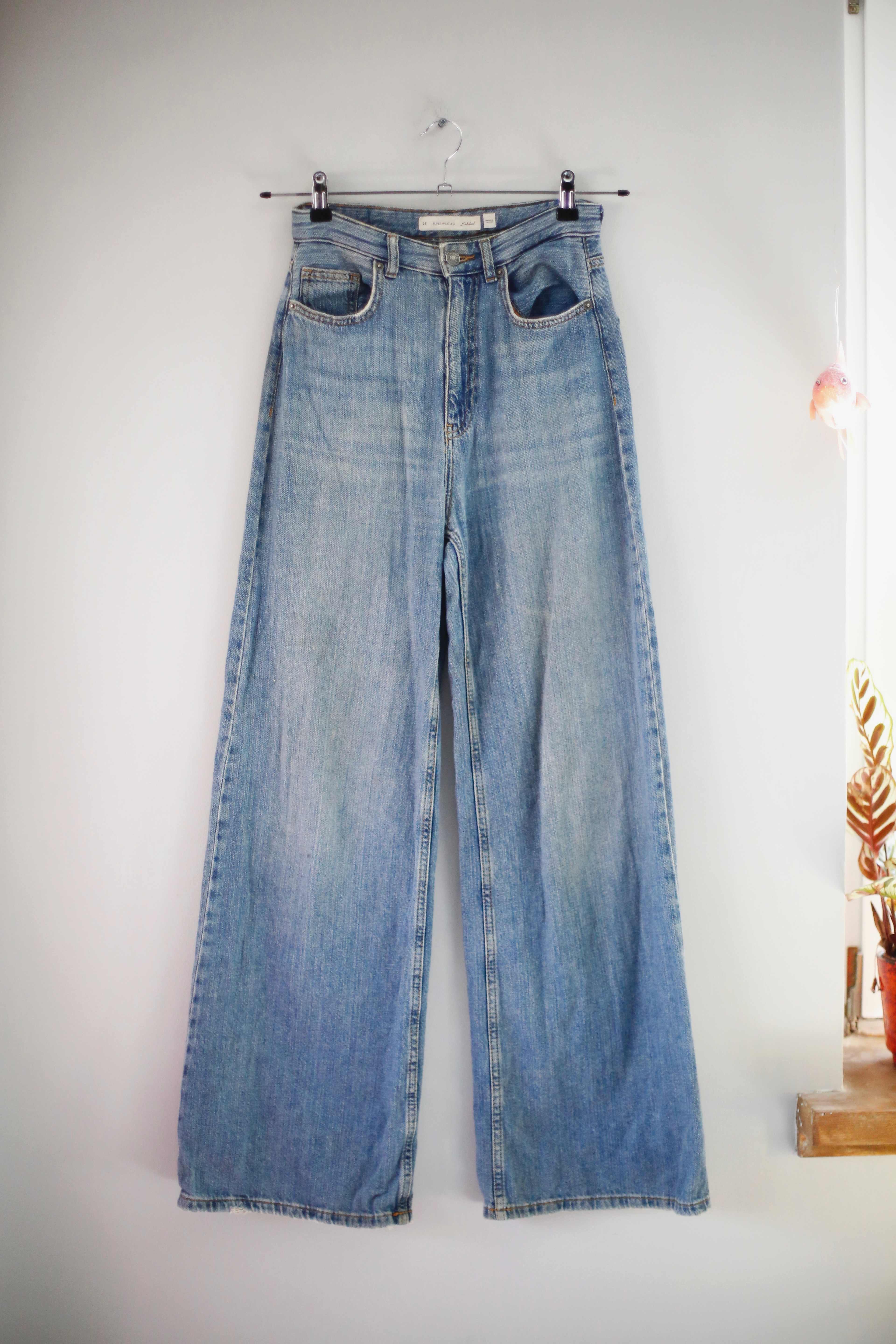 Subdued Hose Blau Jeans 28 super wide leg flared Schlaghose denim washed