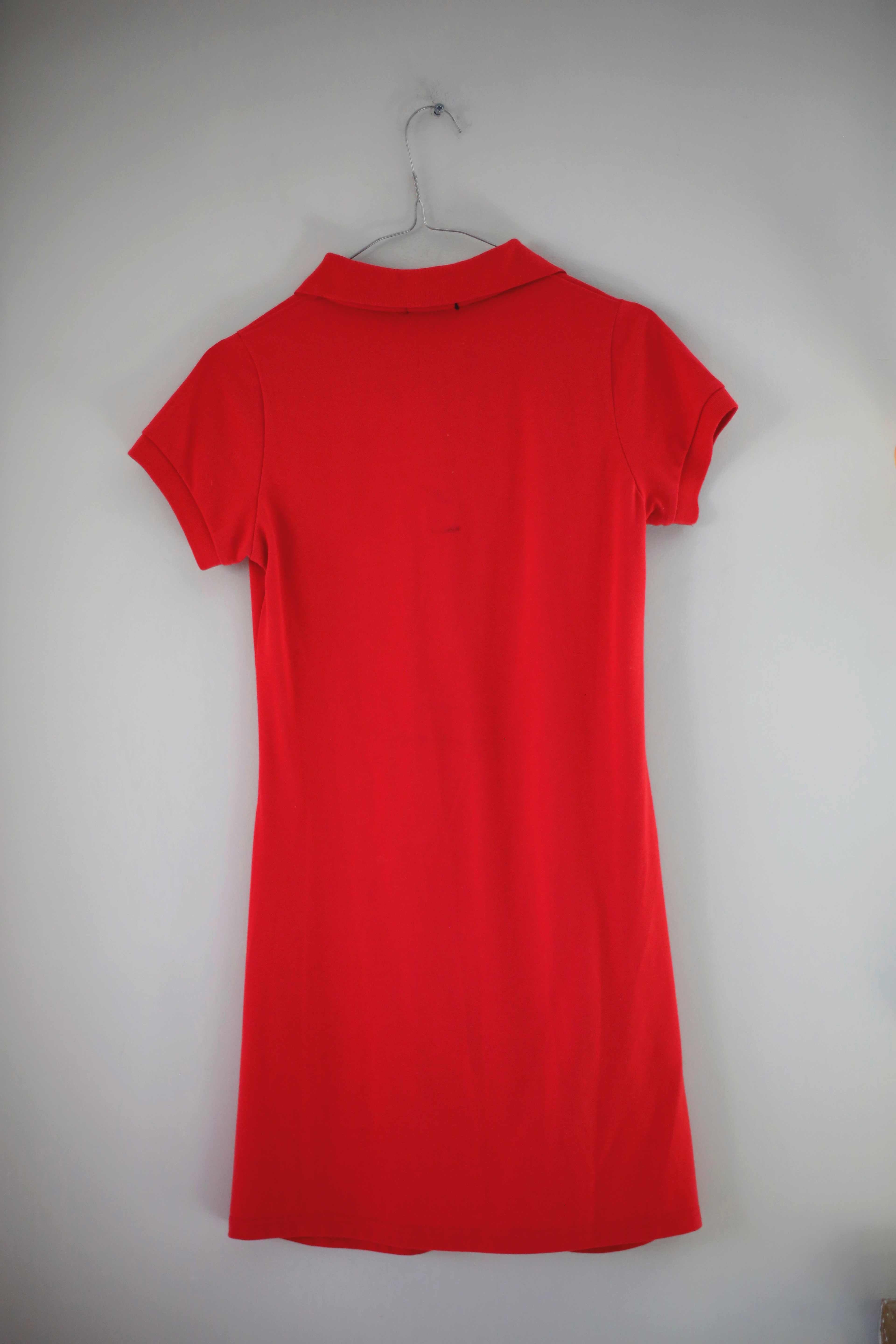 Tommy Hilfiger Kleid rot basic Polo Polokleid 38 M einfarbig Midi Midikleid