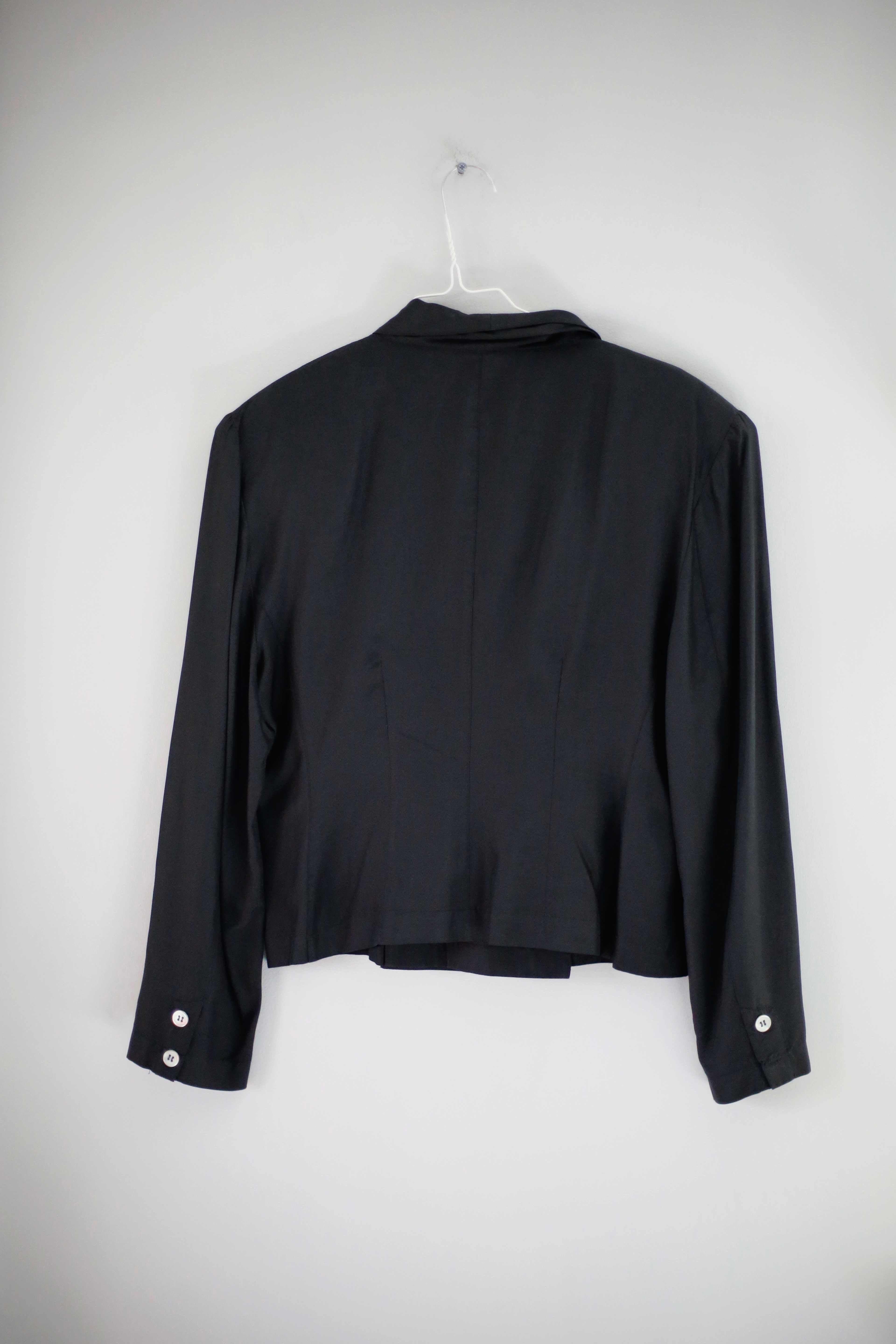 Blazer Seidenblazer true Vintage Schwarz 80s Schulterpolster