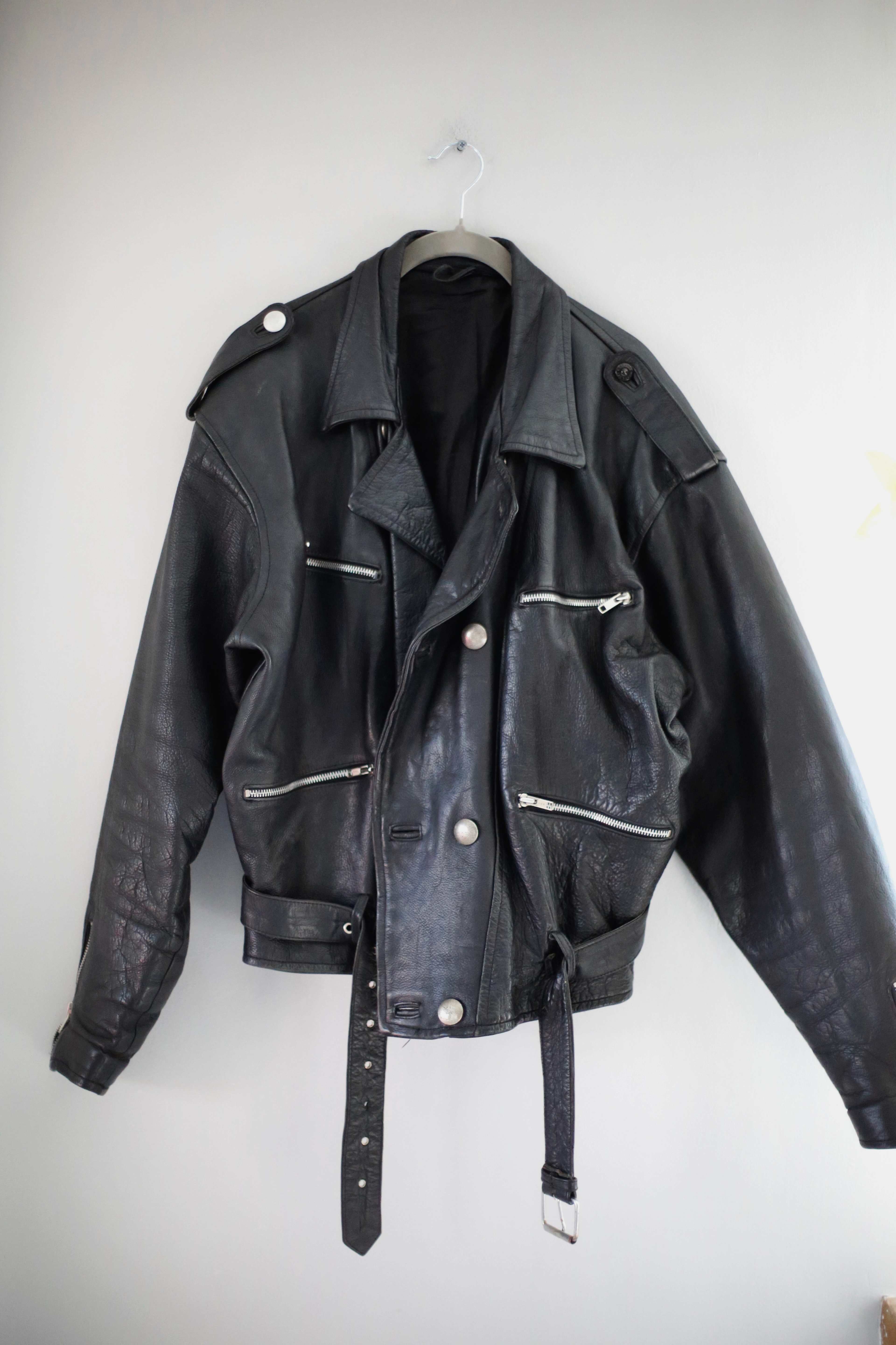 True Vintage Lederjacke Schwarz L 40 XL Bikerjacke Leder basic