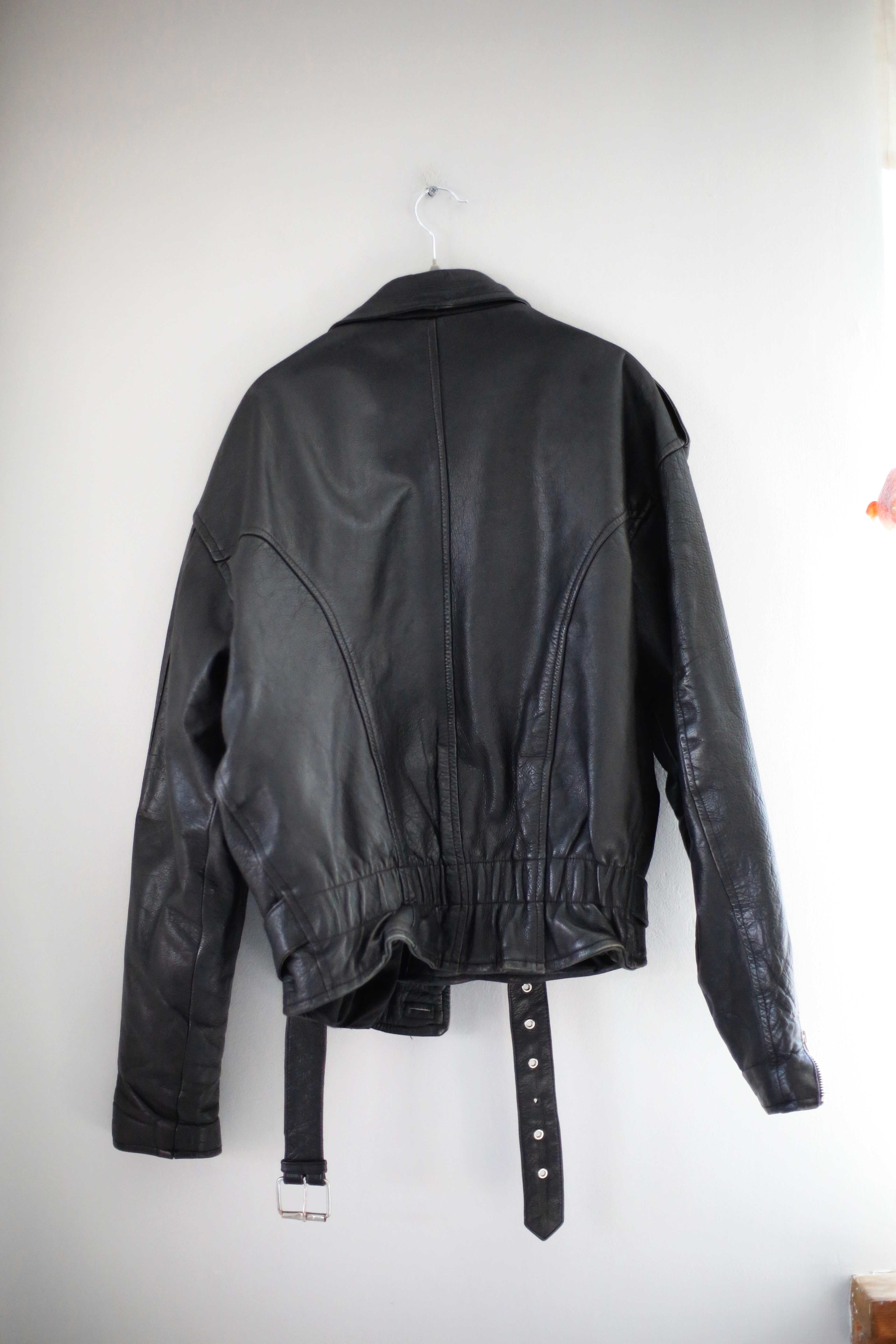 True Vintage Lederjacke Schwarz L 40 XL Bikerjacke Leder basic