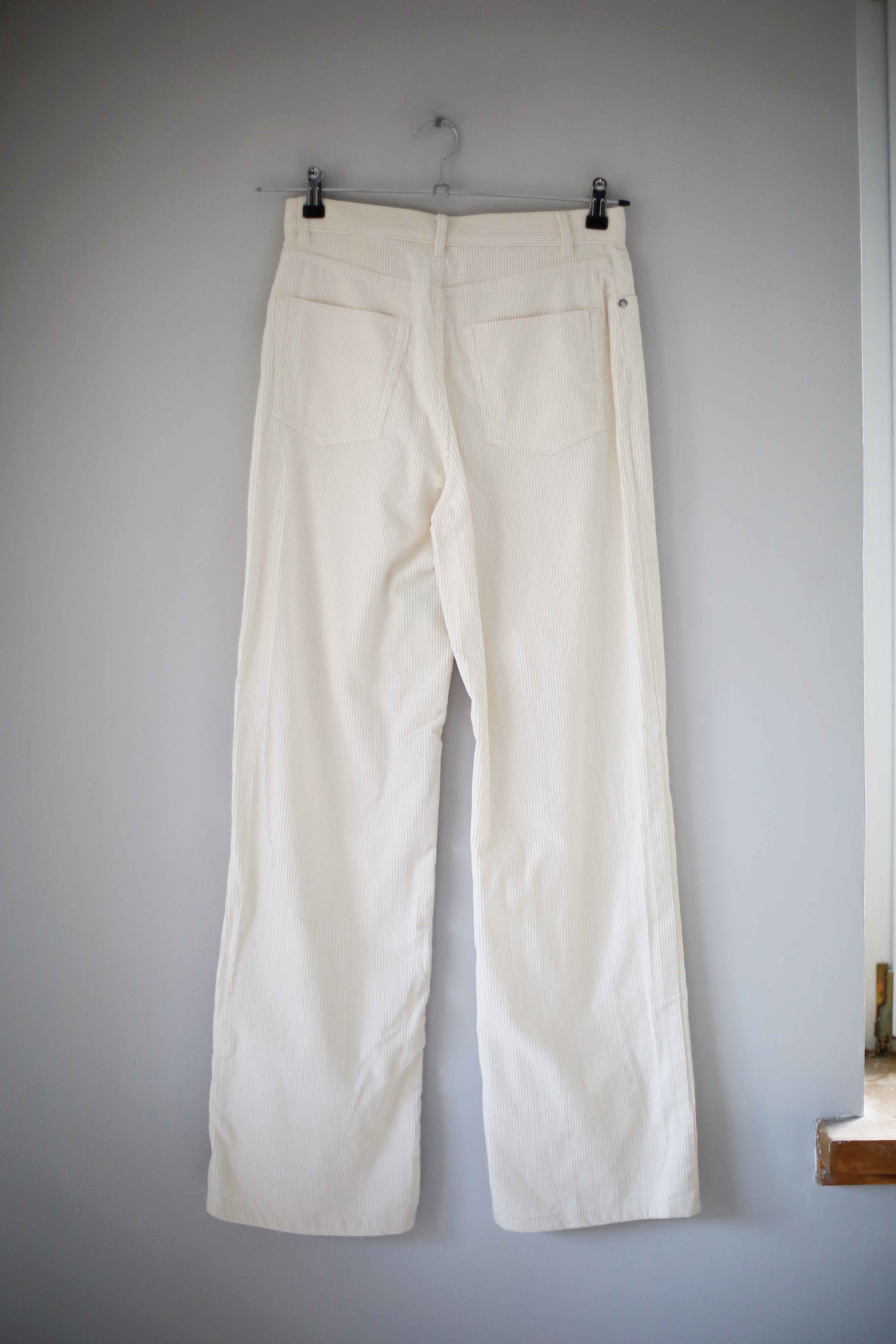 Monki Cordhose Creme Beige Cord straight leg 36 S Weiß Weiss