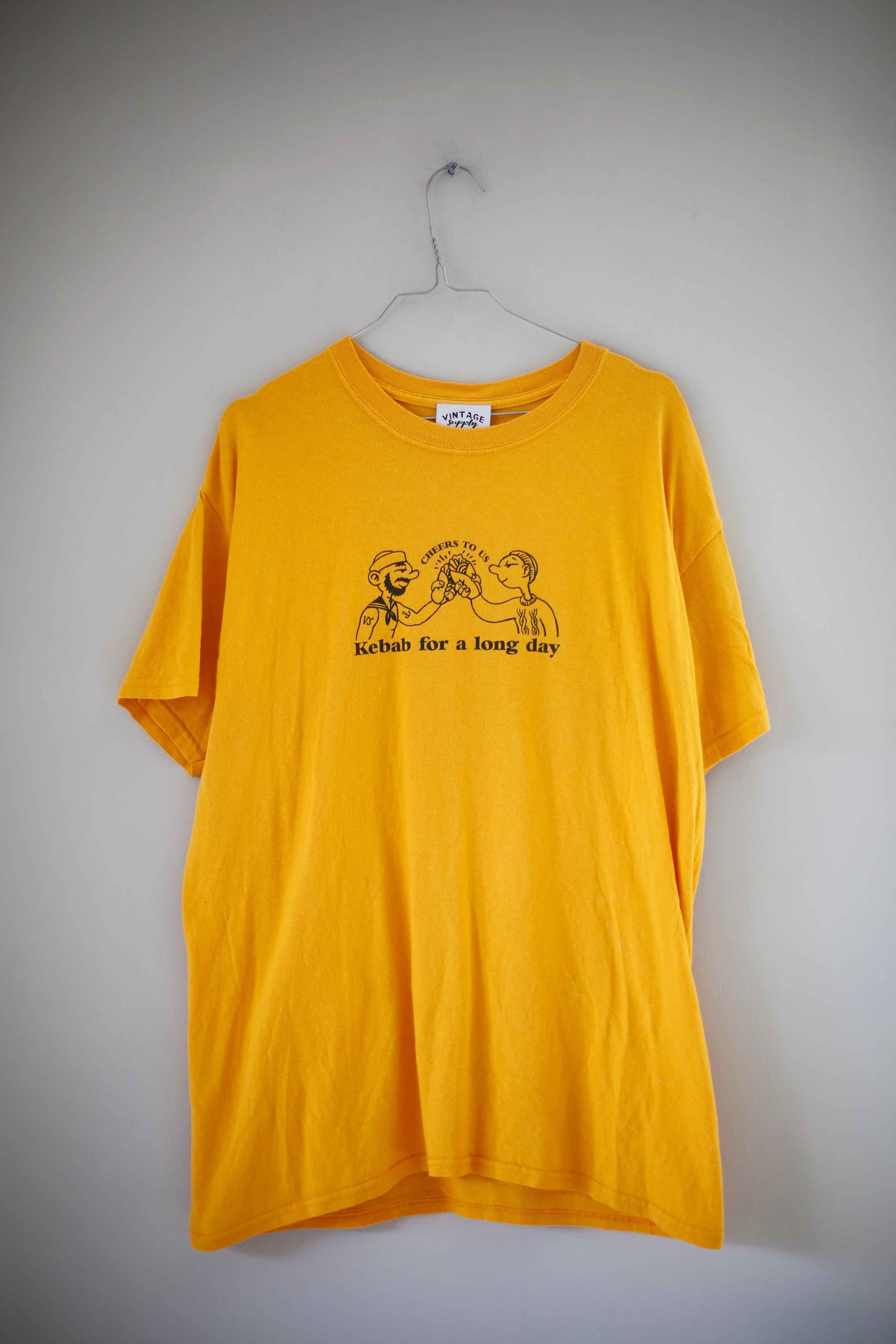 Vintage Supply Shirt Gelb Kebap for a long day basic M L Sonnengelb