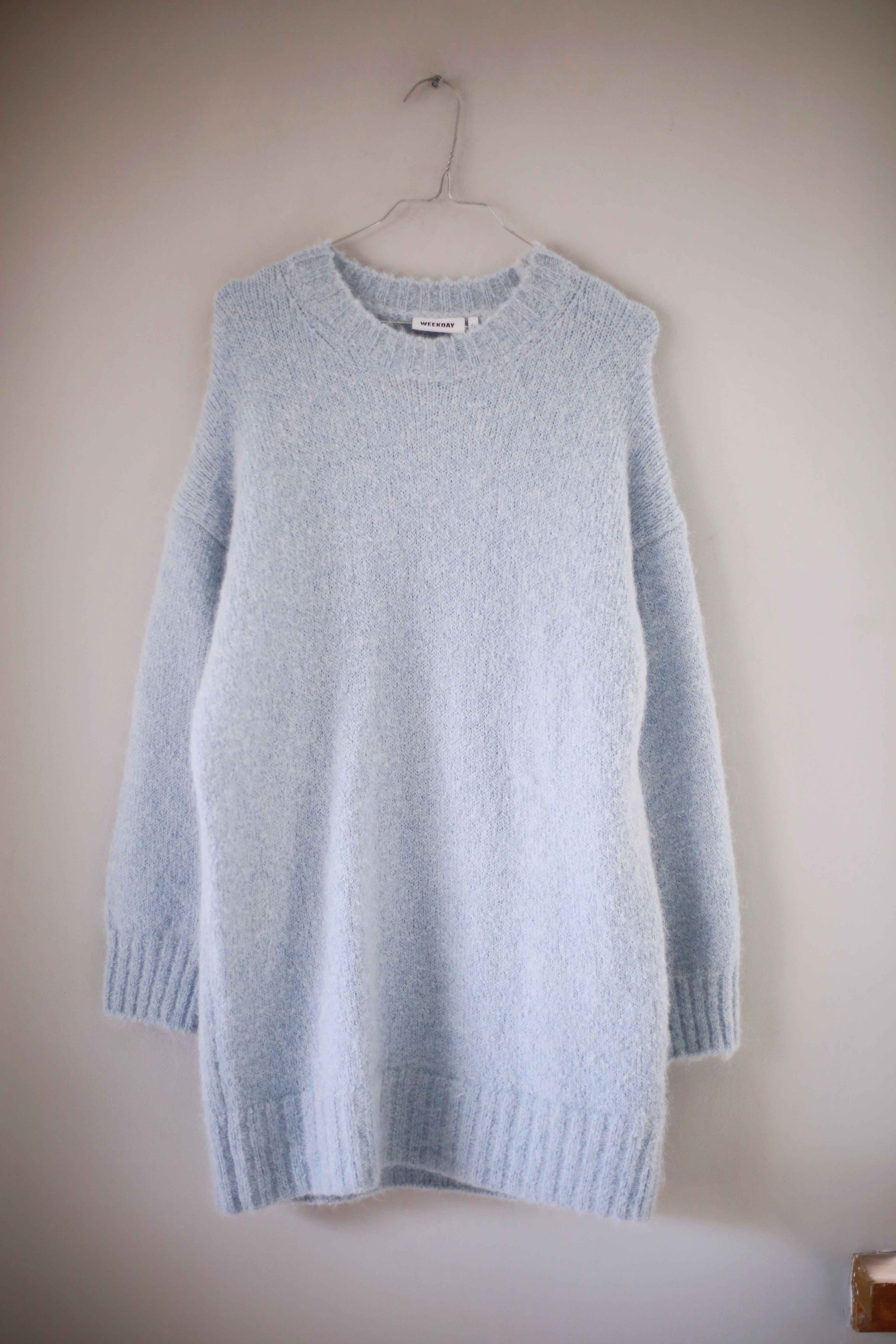 Weekday Pullover Strickpullover Blau 36 S Alpaka Oversized Hellblau Sweater