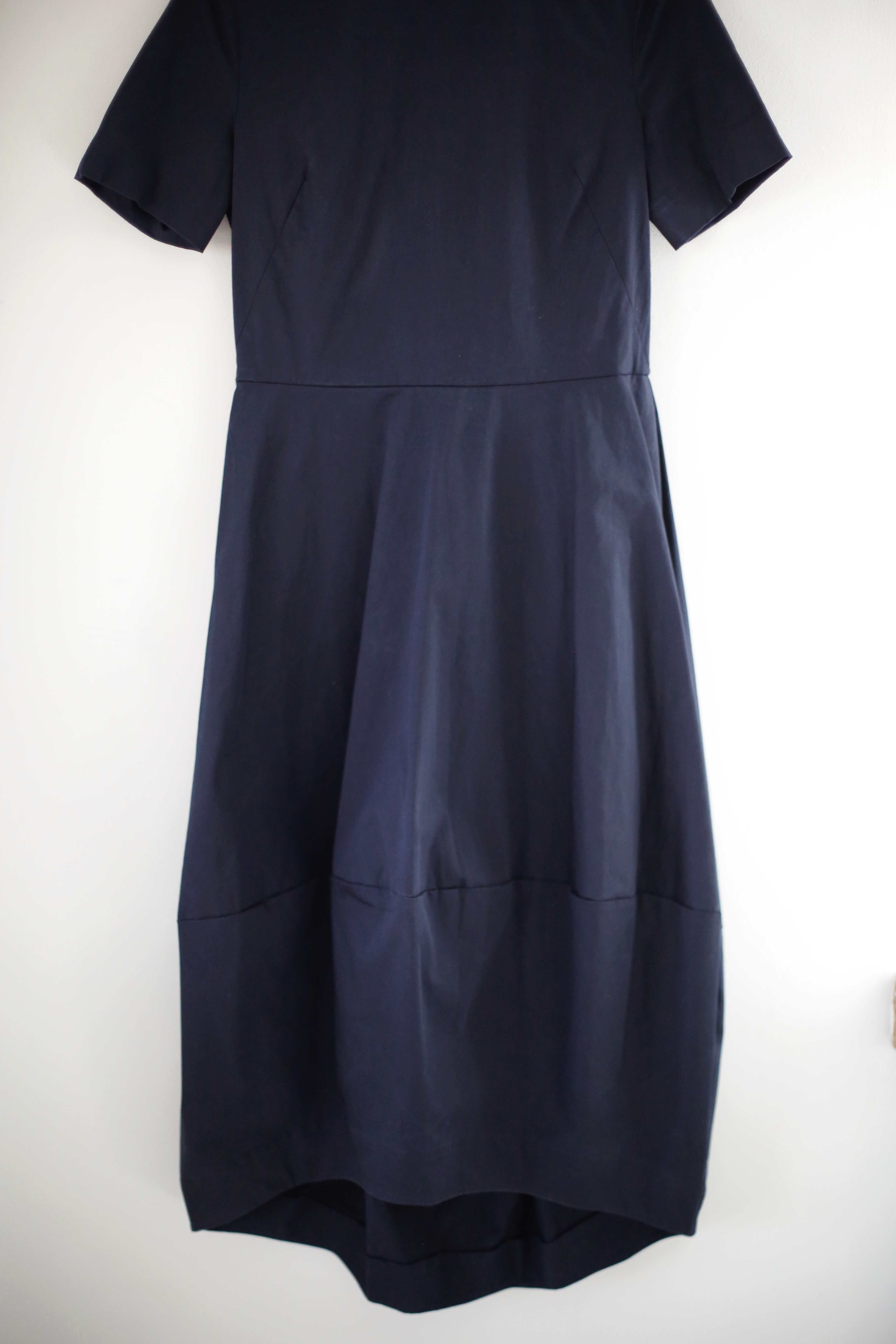 COS Kleid Blau Dunkelblau Ballon Midi Midikleid Sommerkleid