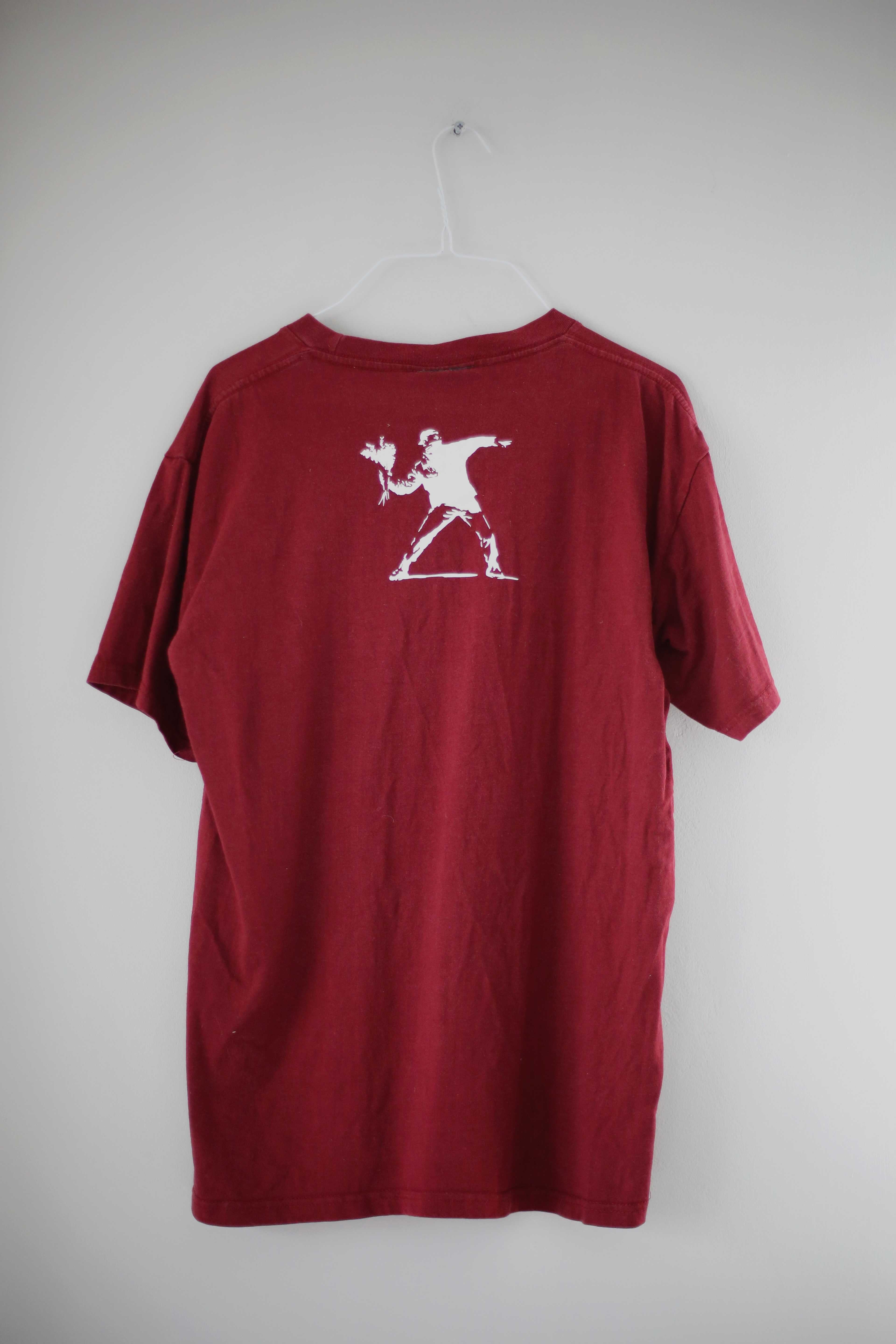 Banksy Shirt rot dunkelrot print unfledged L weinrot Bordeaux