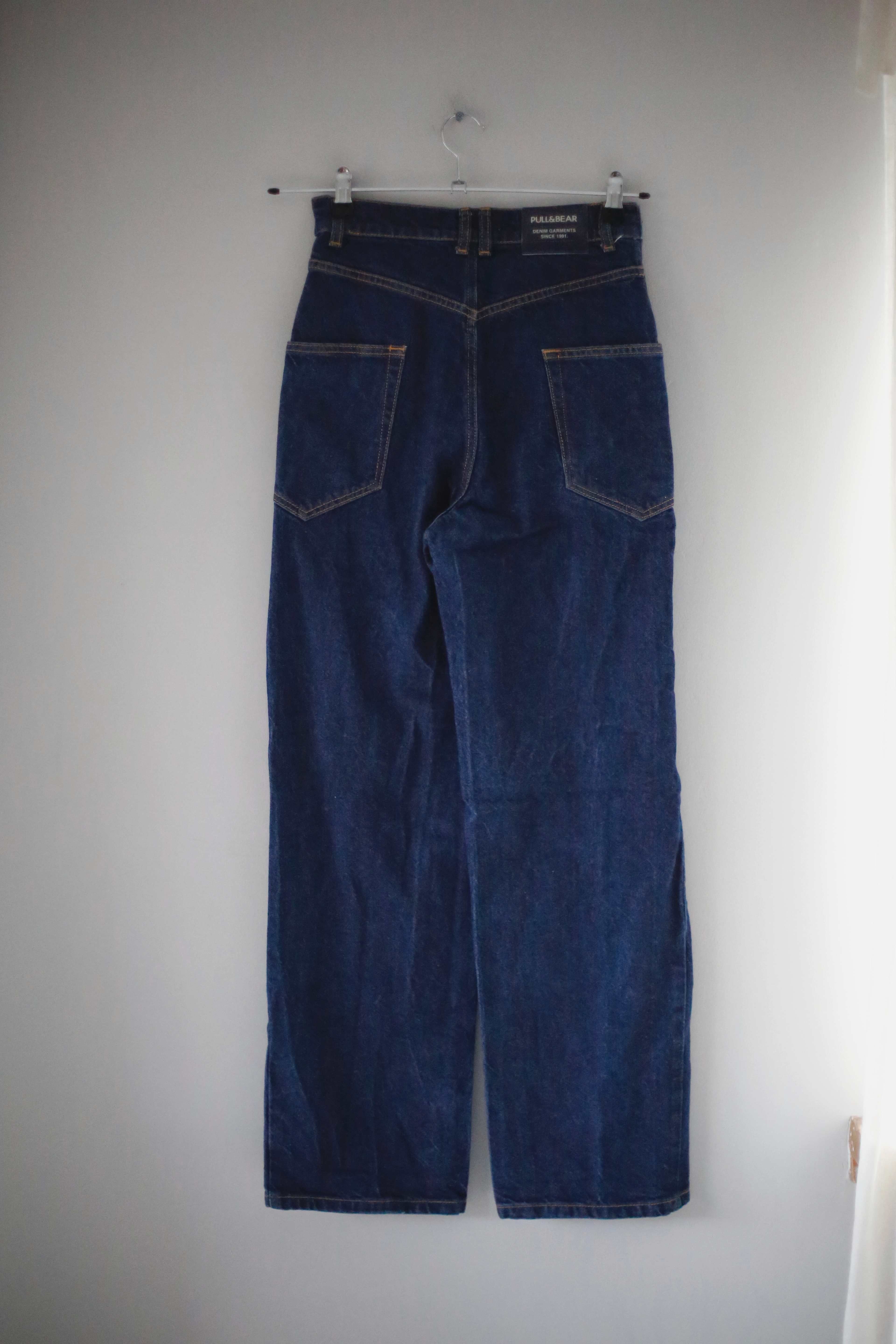 Pull & Bear Jeans blau dunkelblau 34 flared Hose high waist