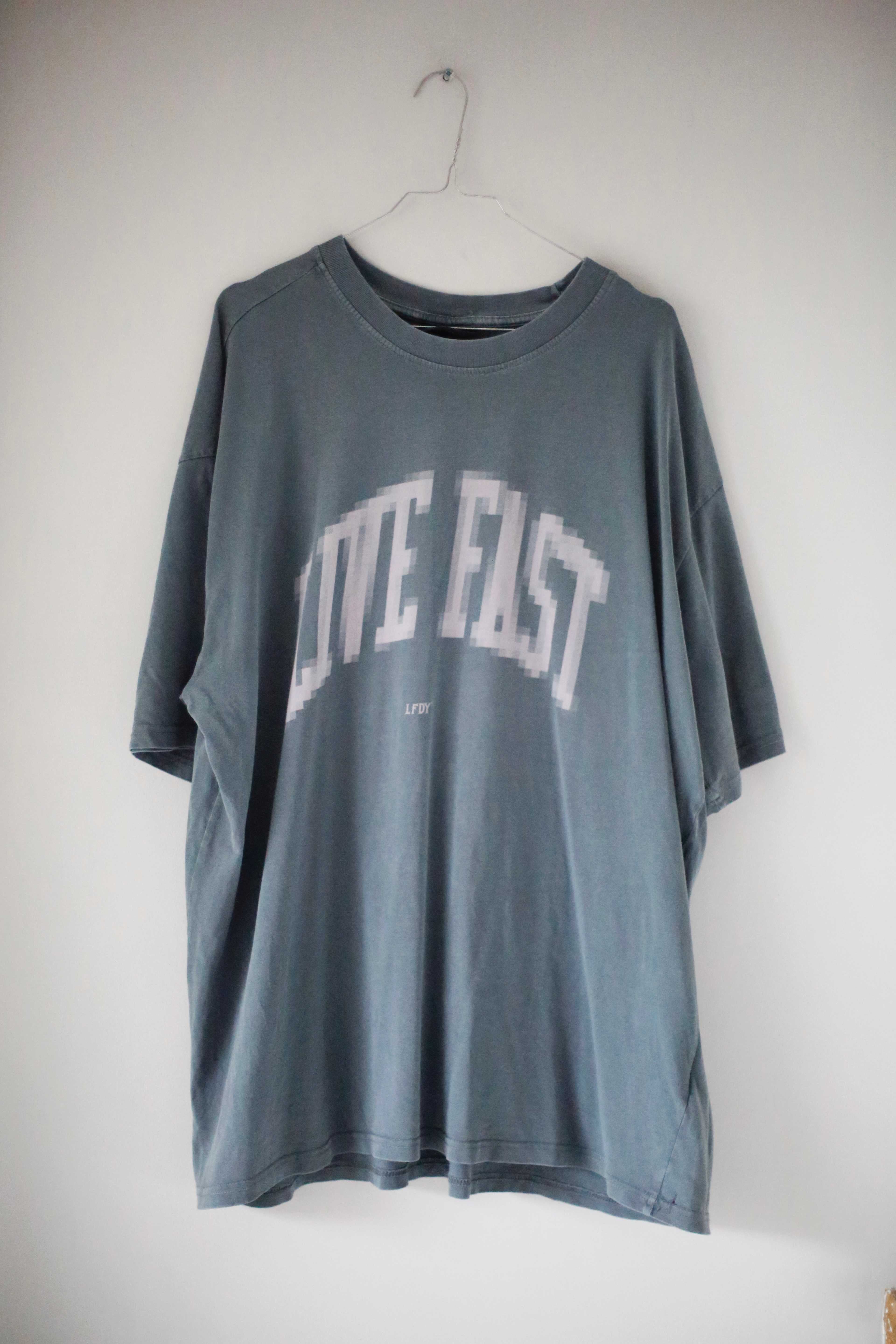 LFDY Life Fast Die Young Shirt XL Oversized T-Shirt basic Grau rosa