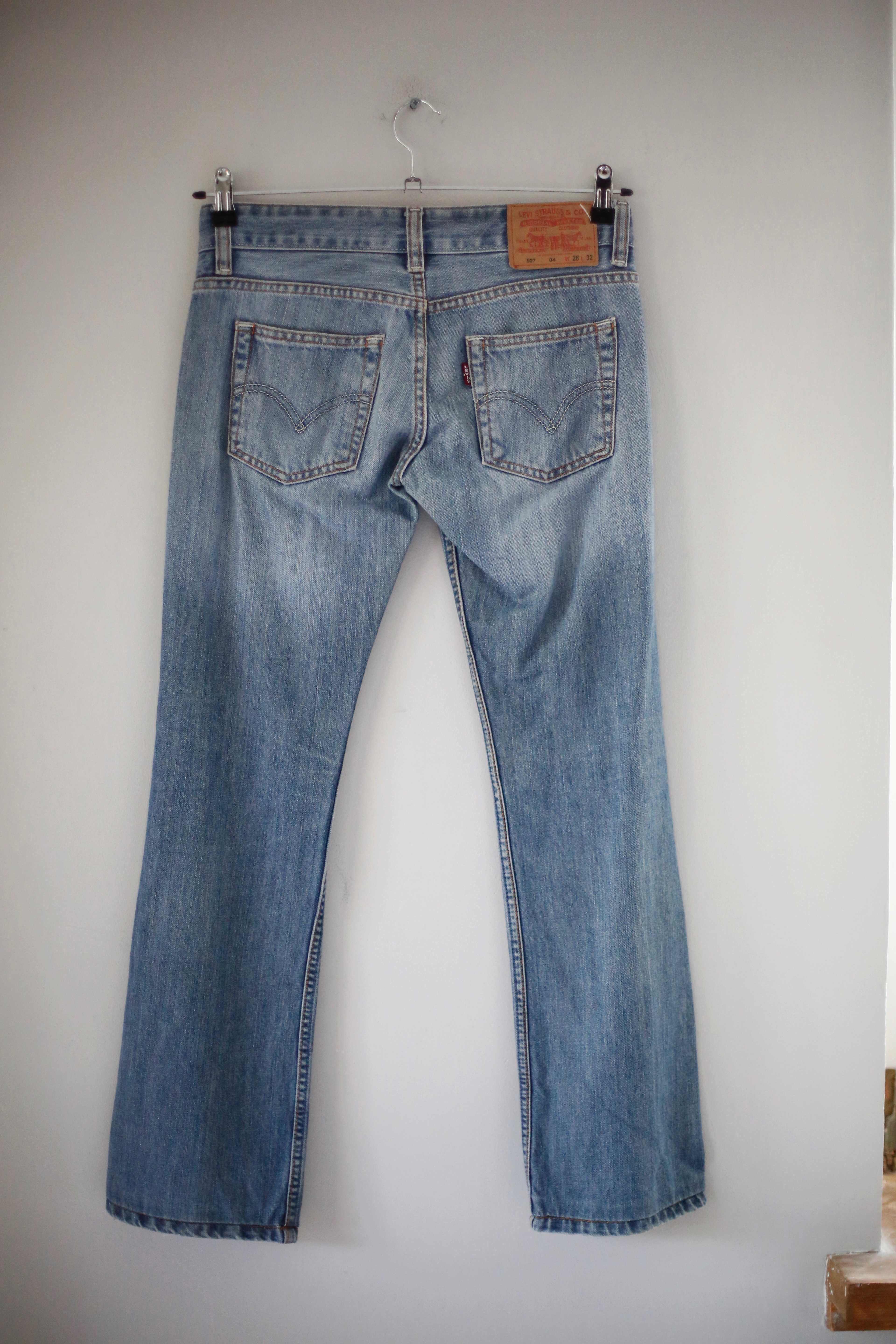 Levis 507 Jeans denim blau W28 L32 mid waist Vintage washed straight leg