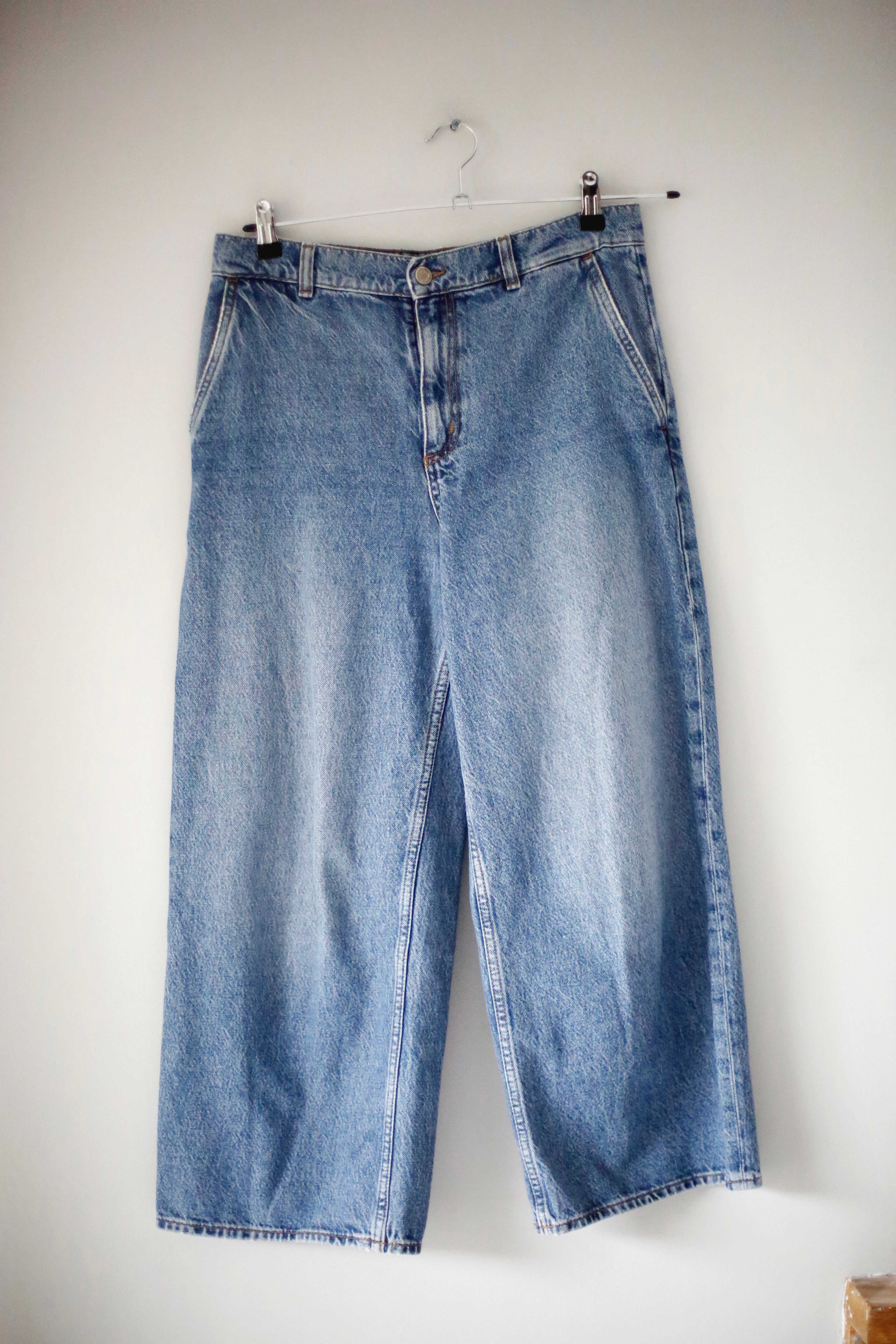 COS Jeans Hose 27 barrel 38 M mid rise wirde curved leg denim blau