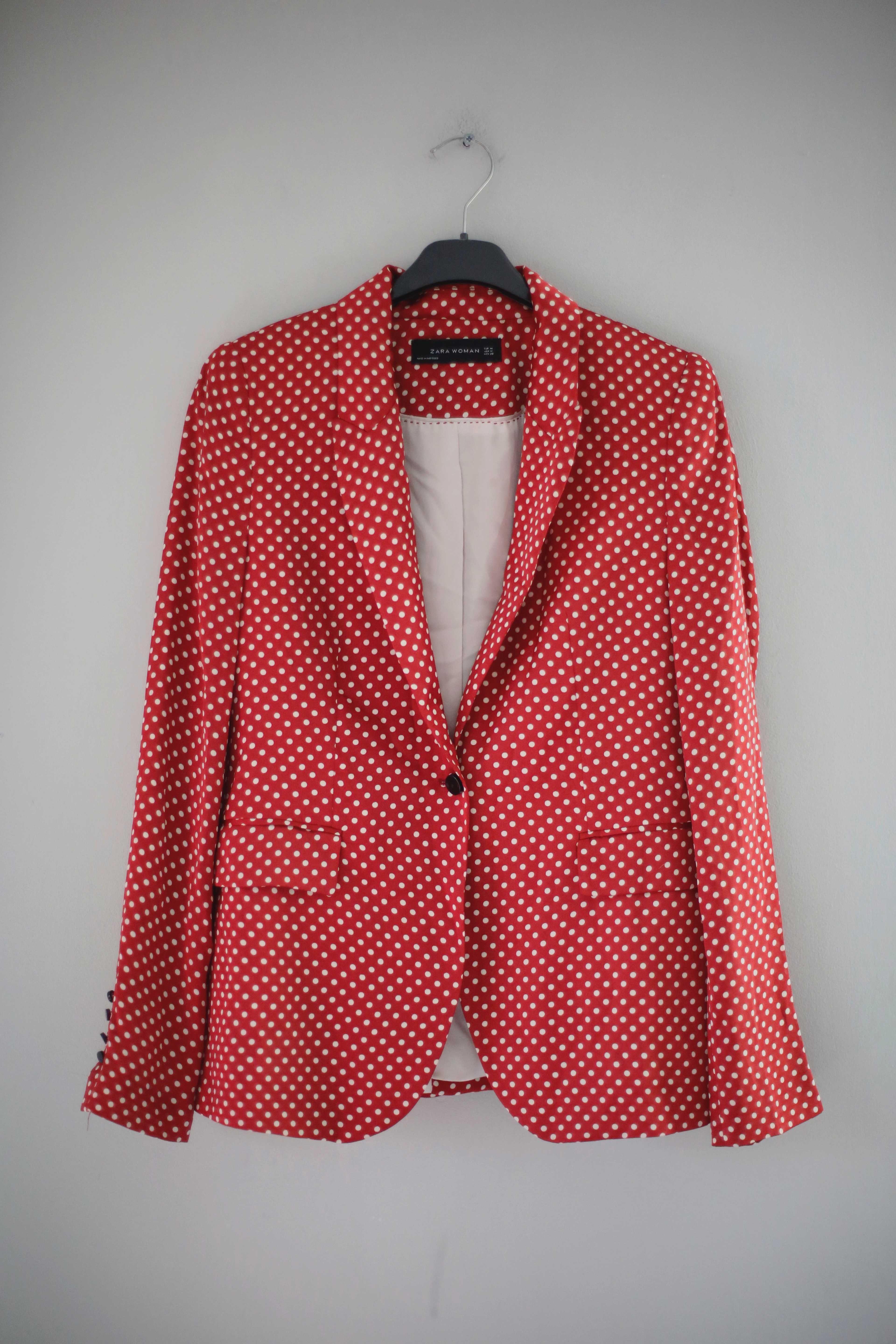 Blazer Zara rot gepunktet Punkte Jacke 38 M Women Punktejacke