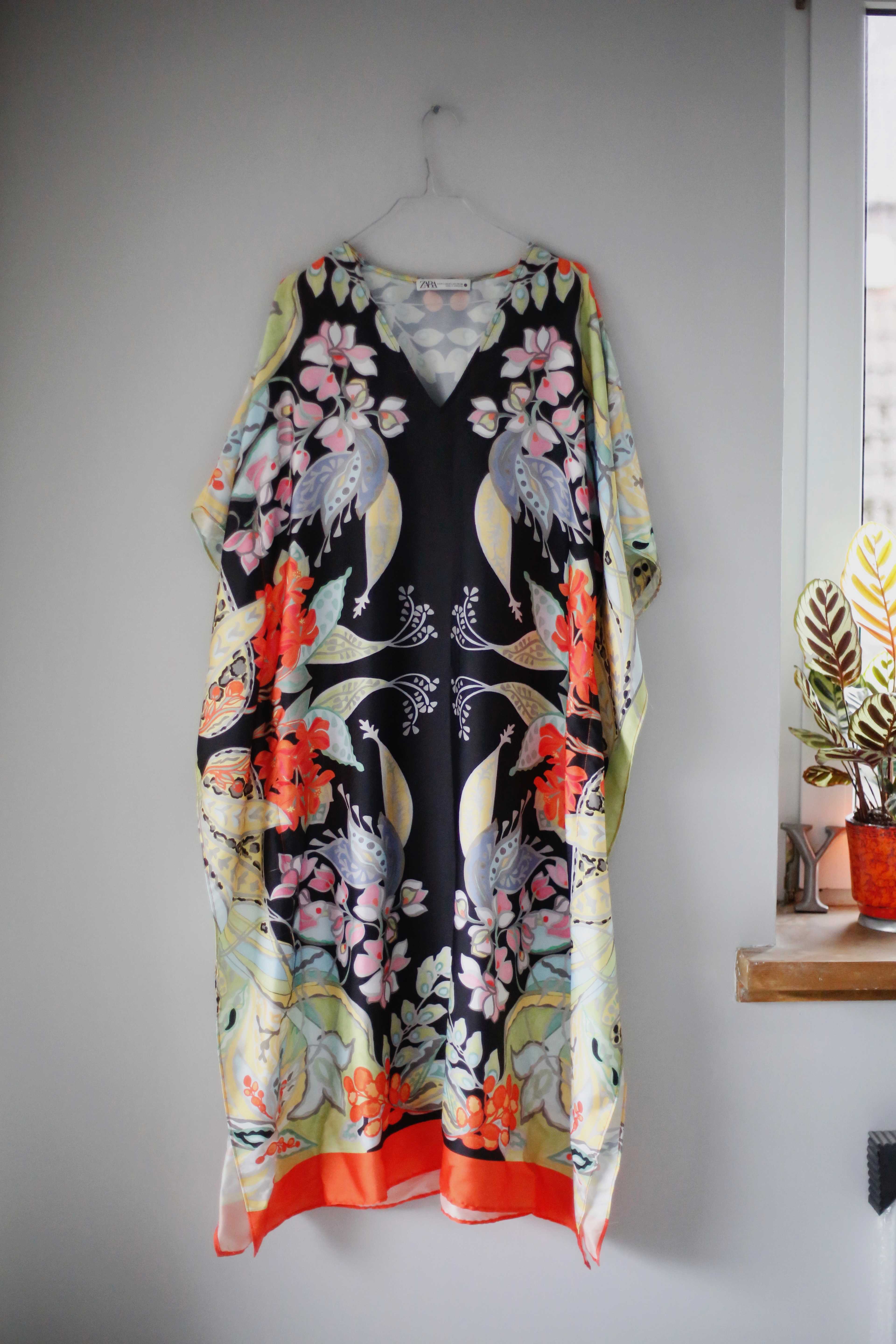 Zara Kimono Kleid bunt hippie Maxikleid Maxi Muster Sargon M L