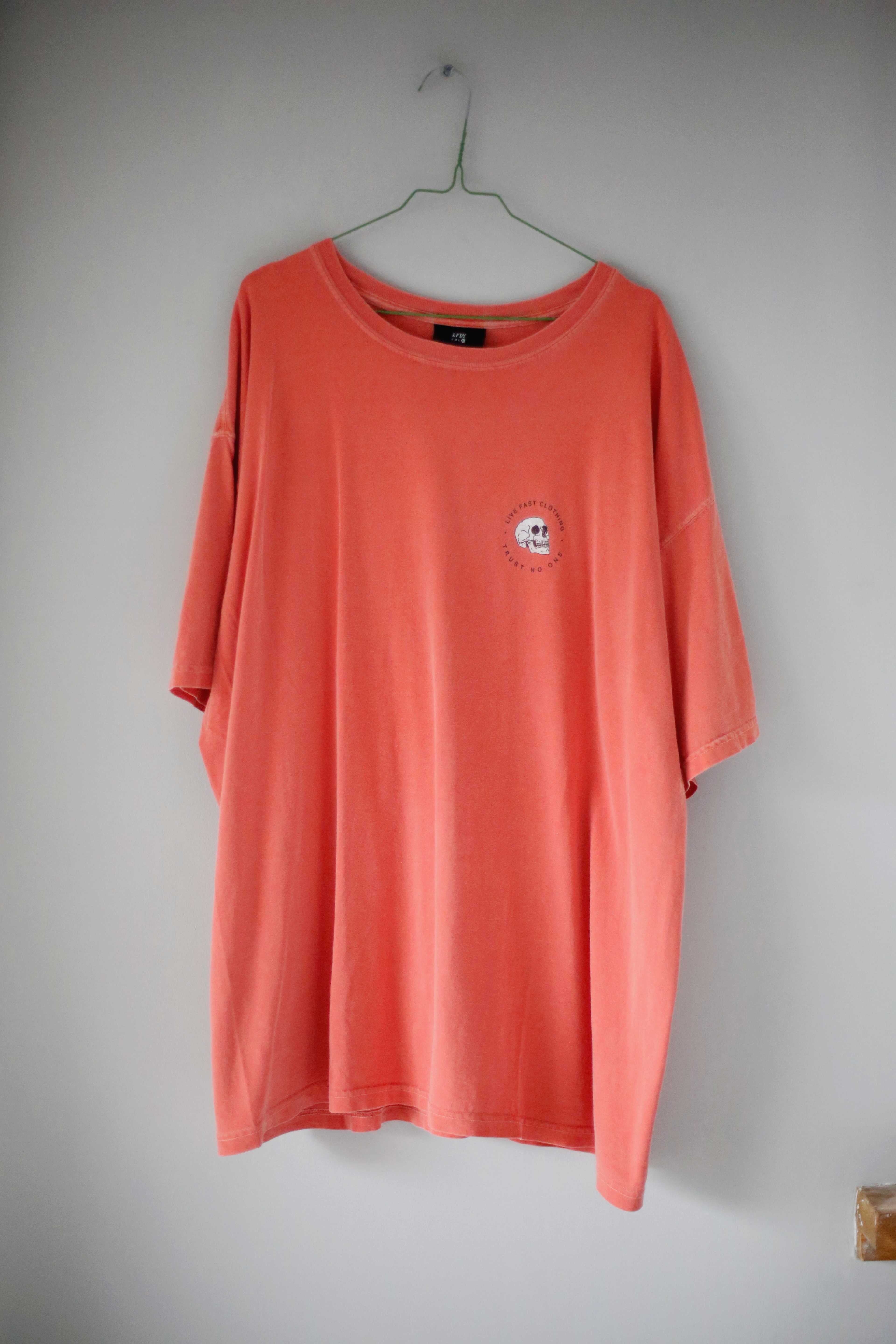 LFDY Shirt Koralle Orange basic XL print T-Shirt backprint