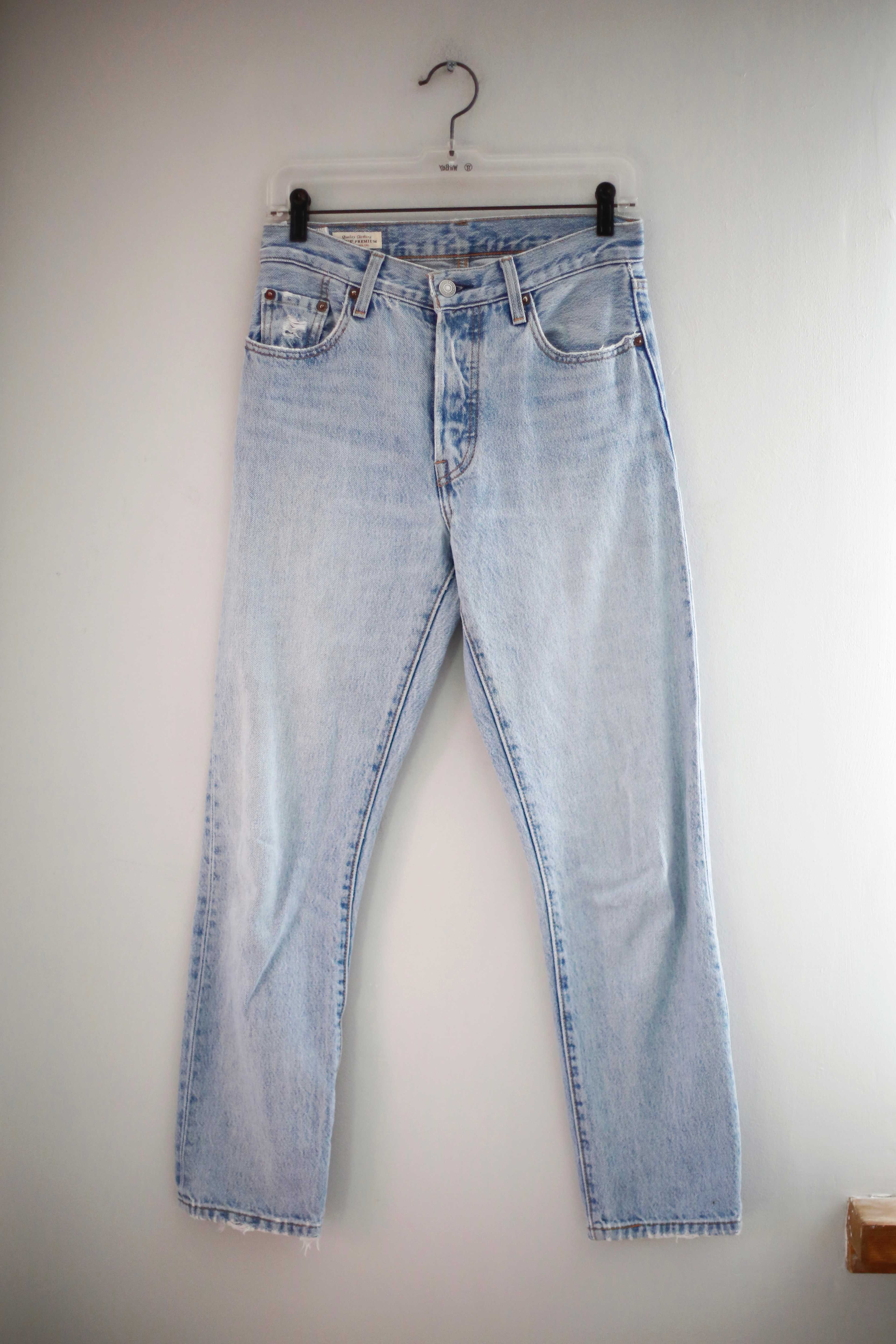 Levis 501 Hose Jeans denim W25 L28 washed hellblau blau straight fit