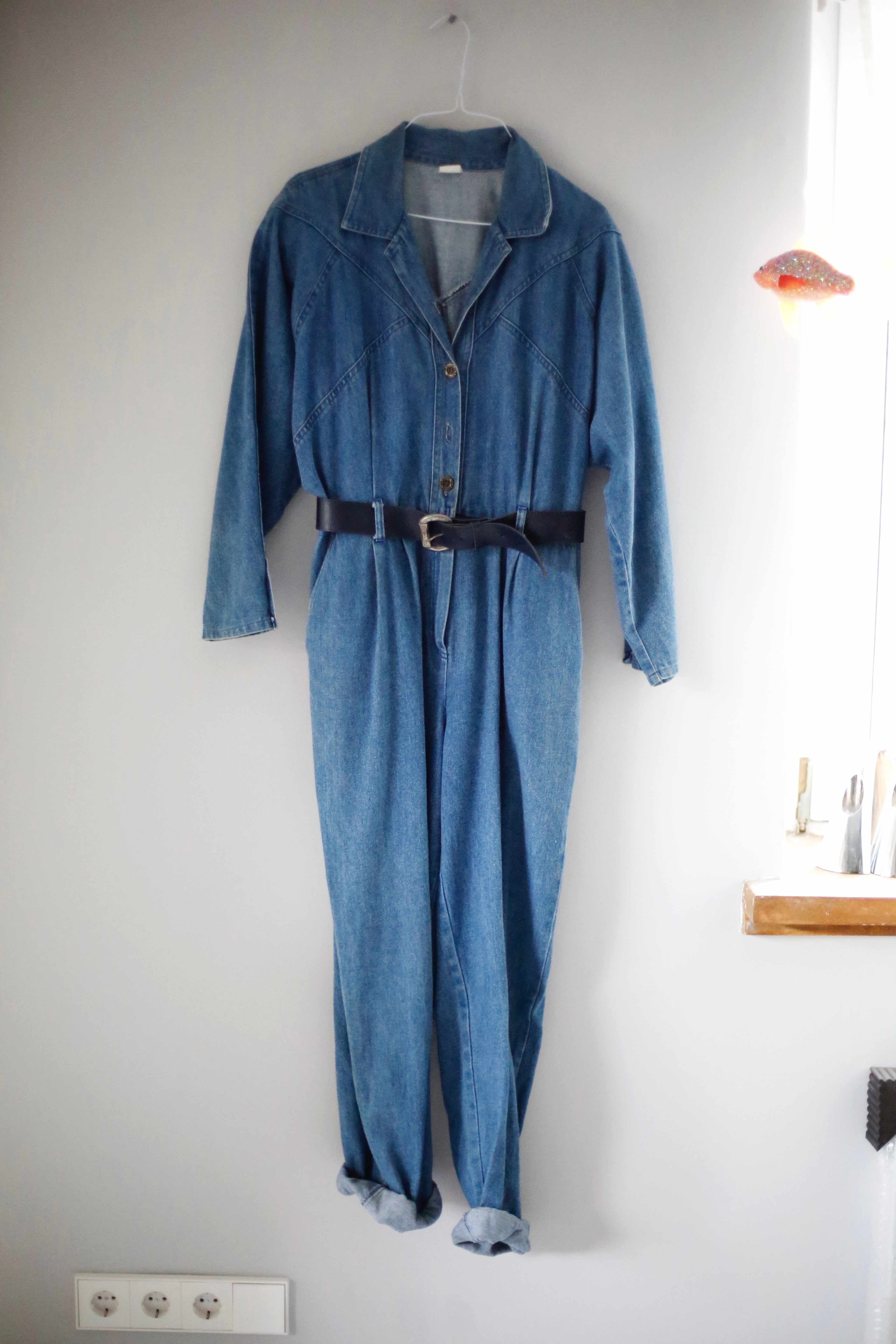 True Vintage Overall Anzug Blau Jeans Jeansanzug 40 L 80s 90s Einteiler