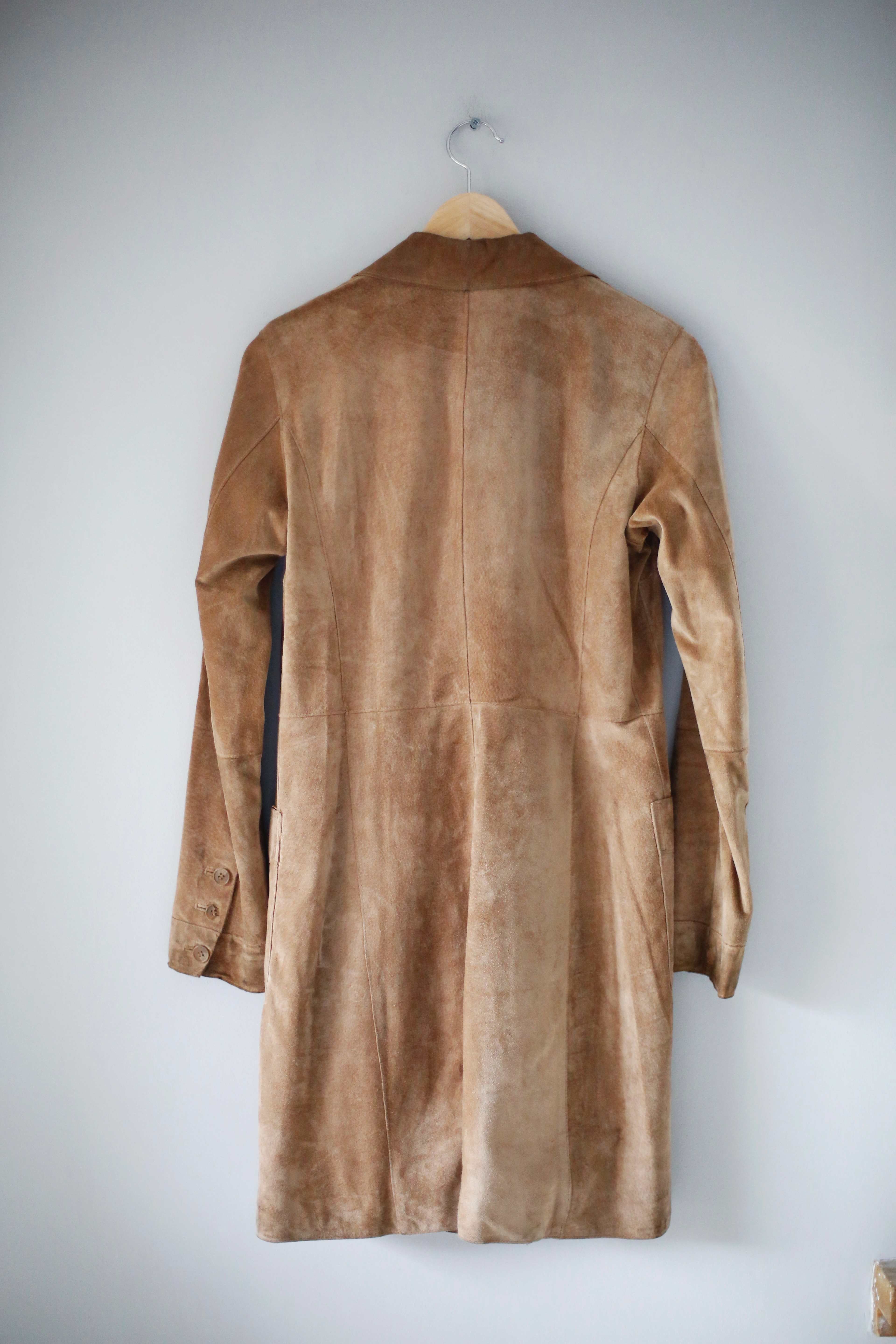 H&M true Vintage Mantel Wildledermantel braun 34 lang Jacke