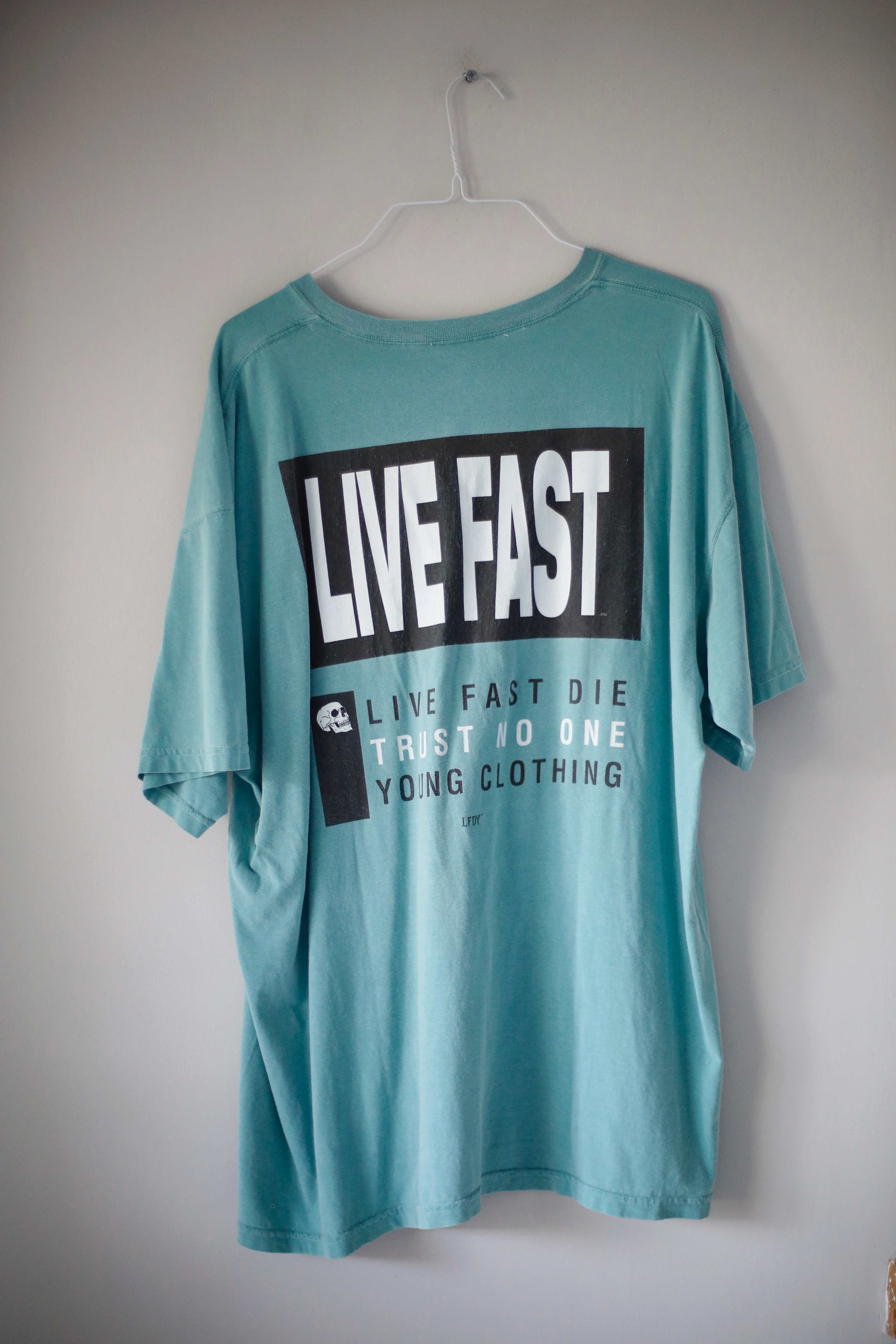 LFDY Shirt Türkis T-Shirt basic Oberteil XL Blau einfarbig Live fast die young