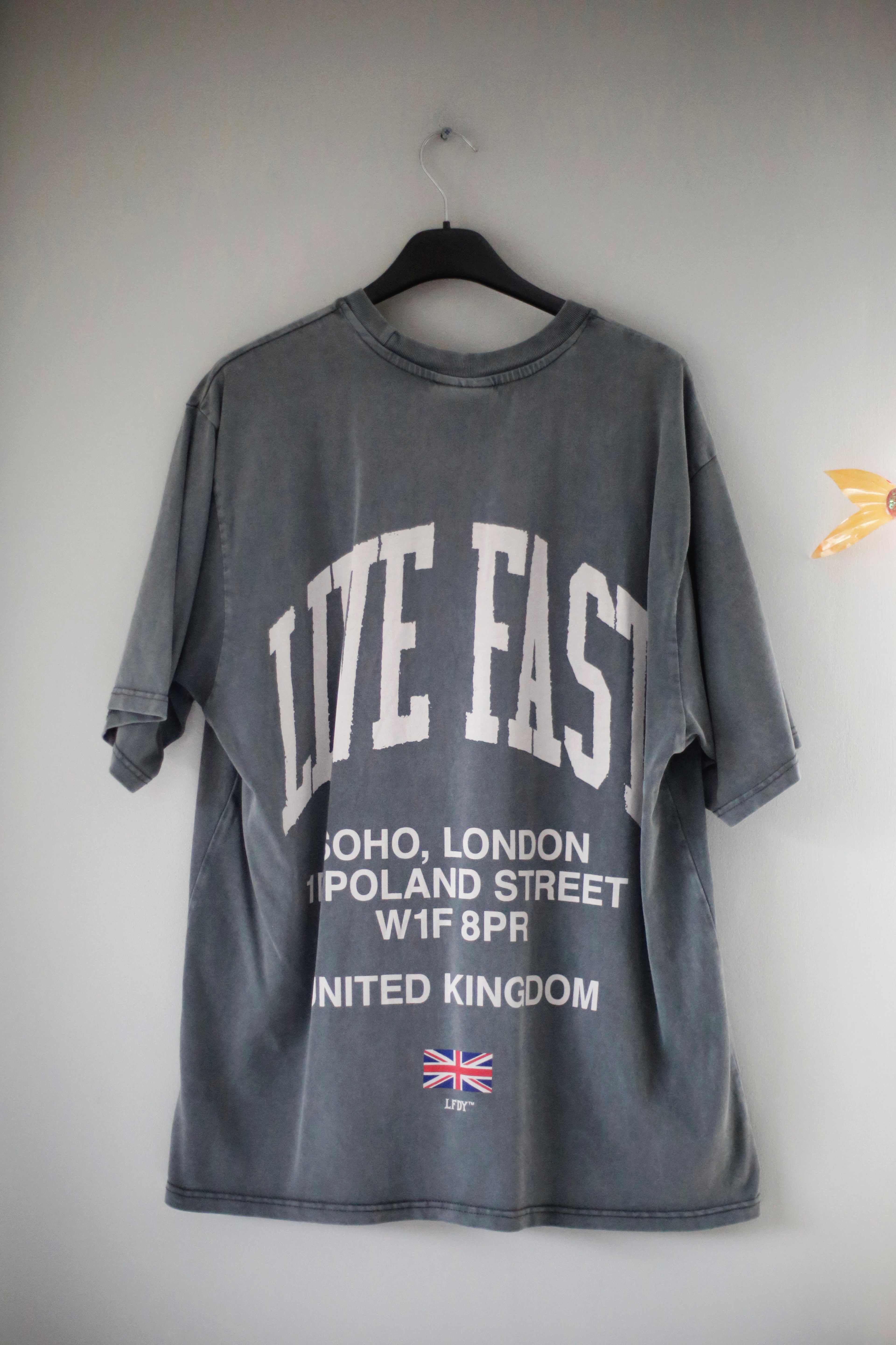 LFDY Shirt Grau print Backprint S dunkelgrau T-Shirt London