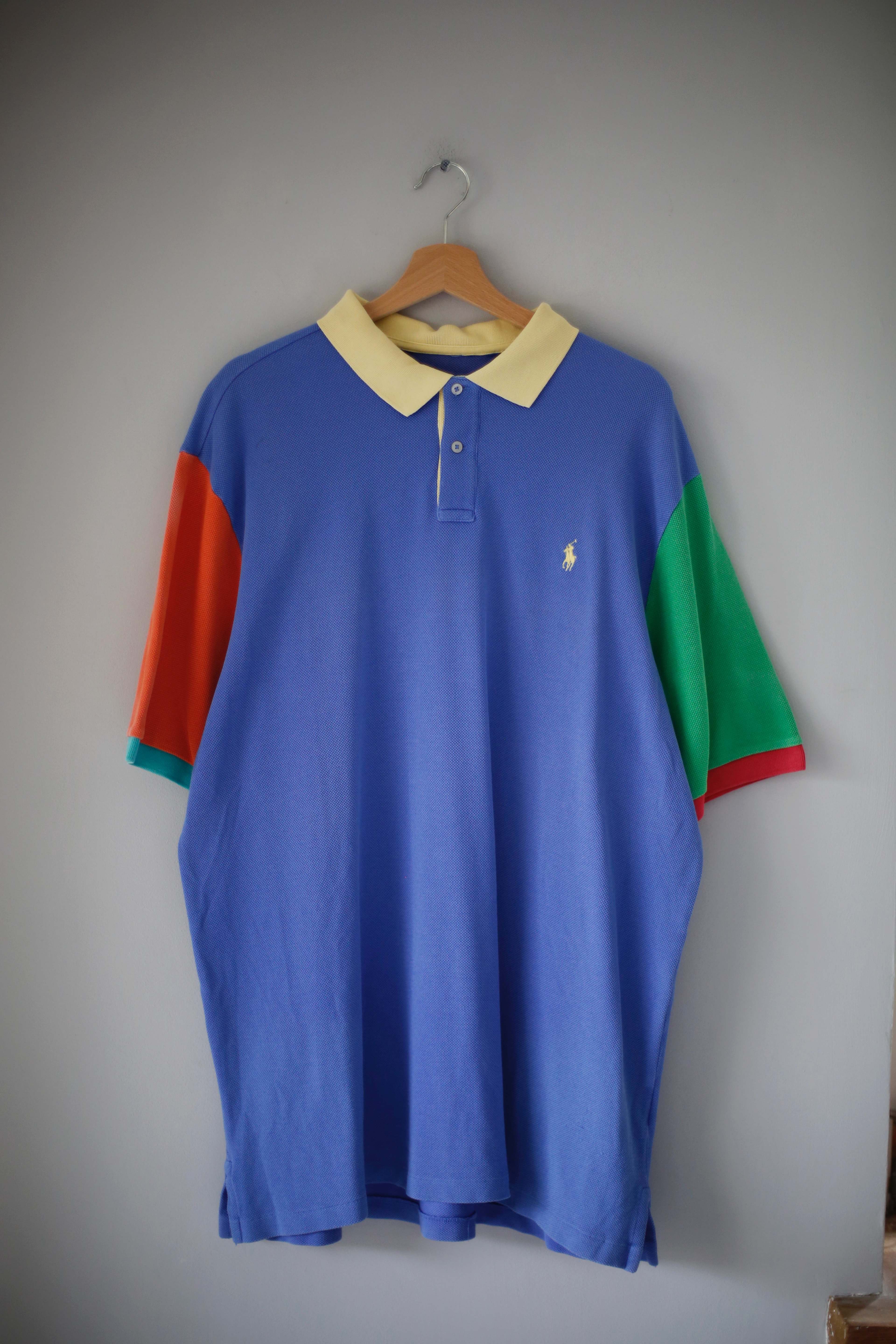 Ralph Lauren Polo Poloshirt bunt L XL Blau Vintage Retro