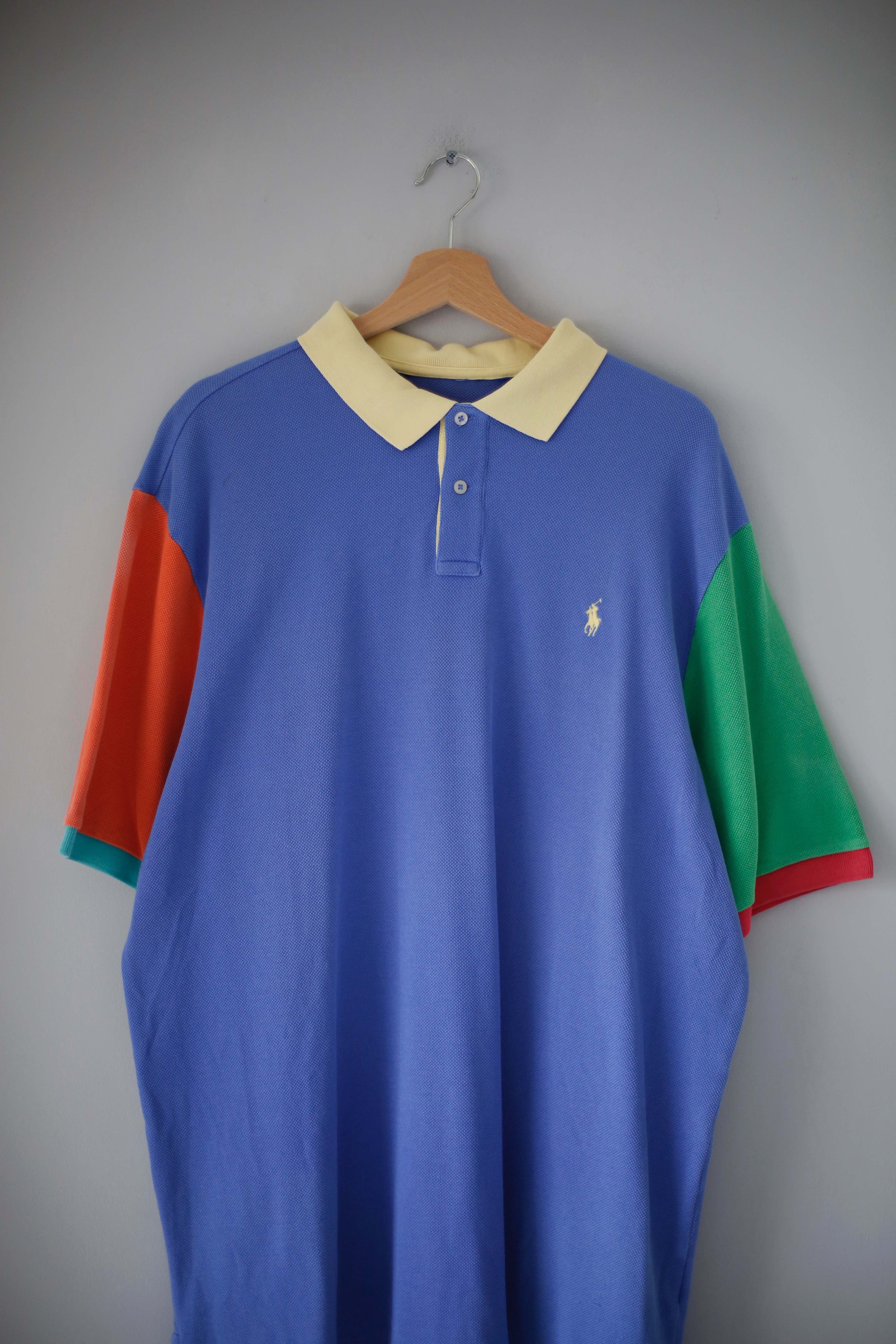 Ralph Lauren Polo Poloshirt bunt L XL Blau Vintage Retro