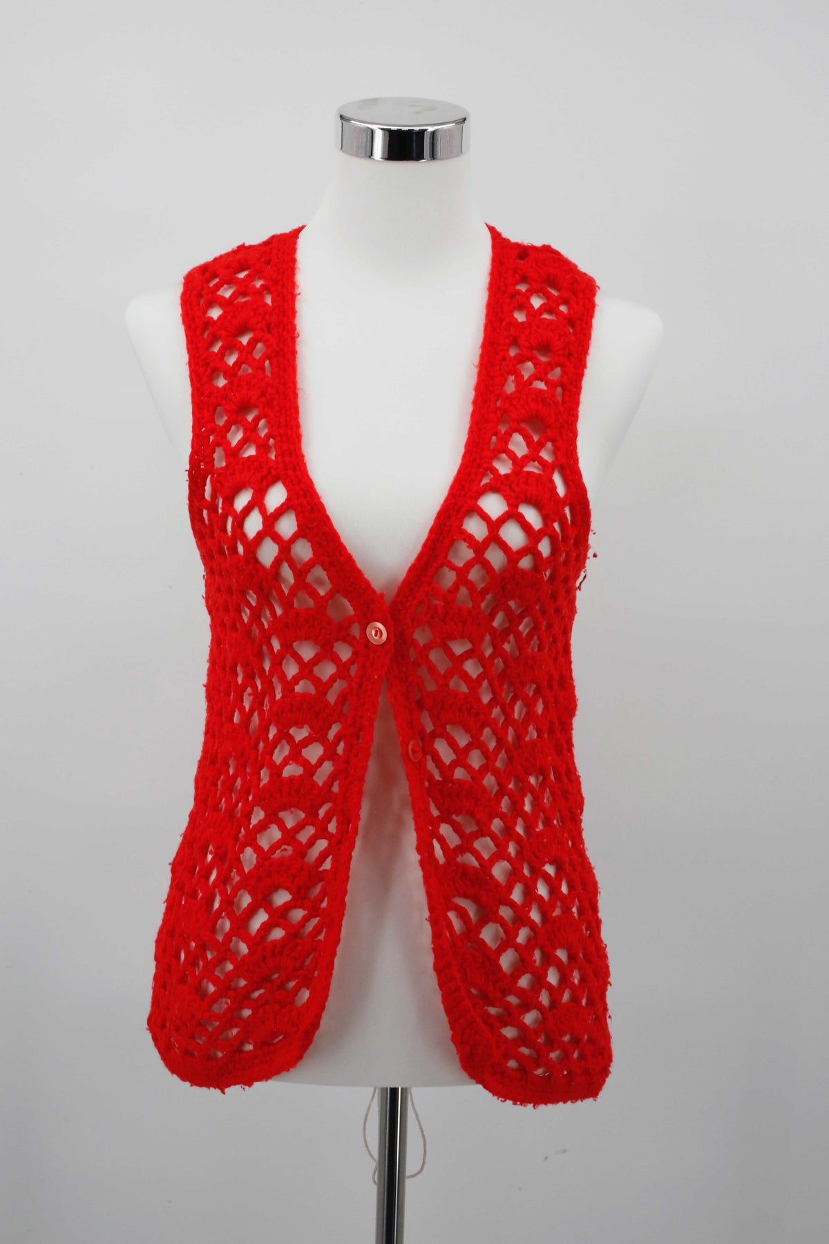 Häkelweste Weste rot gehäkelt 38 M true Vintage basic