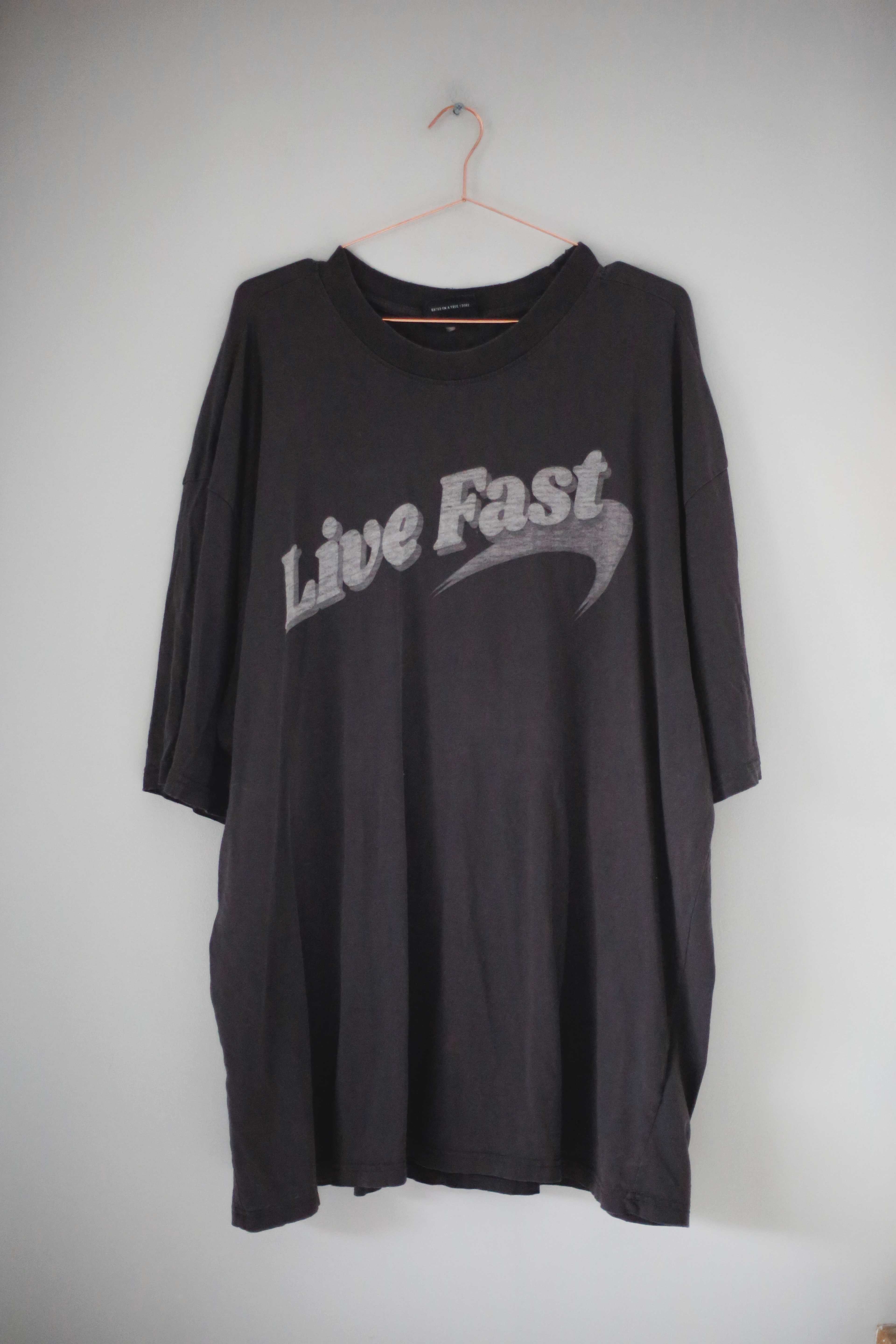 LFDY Shirt Oberteil schwarz XL oversized T-Shirt einfarbig Live Fast Die Young