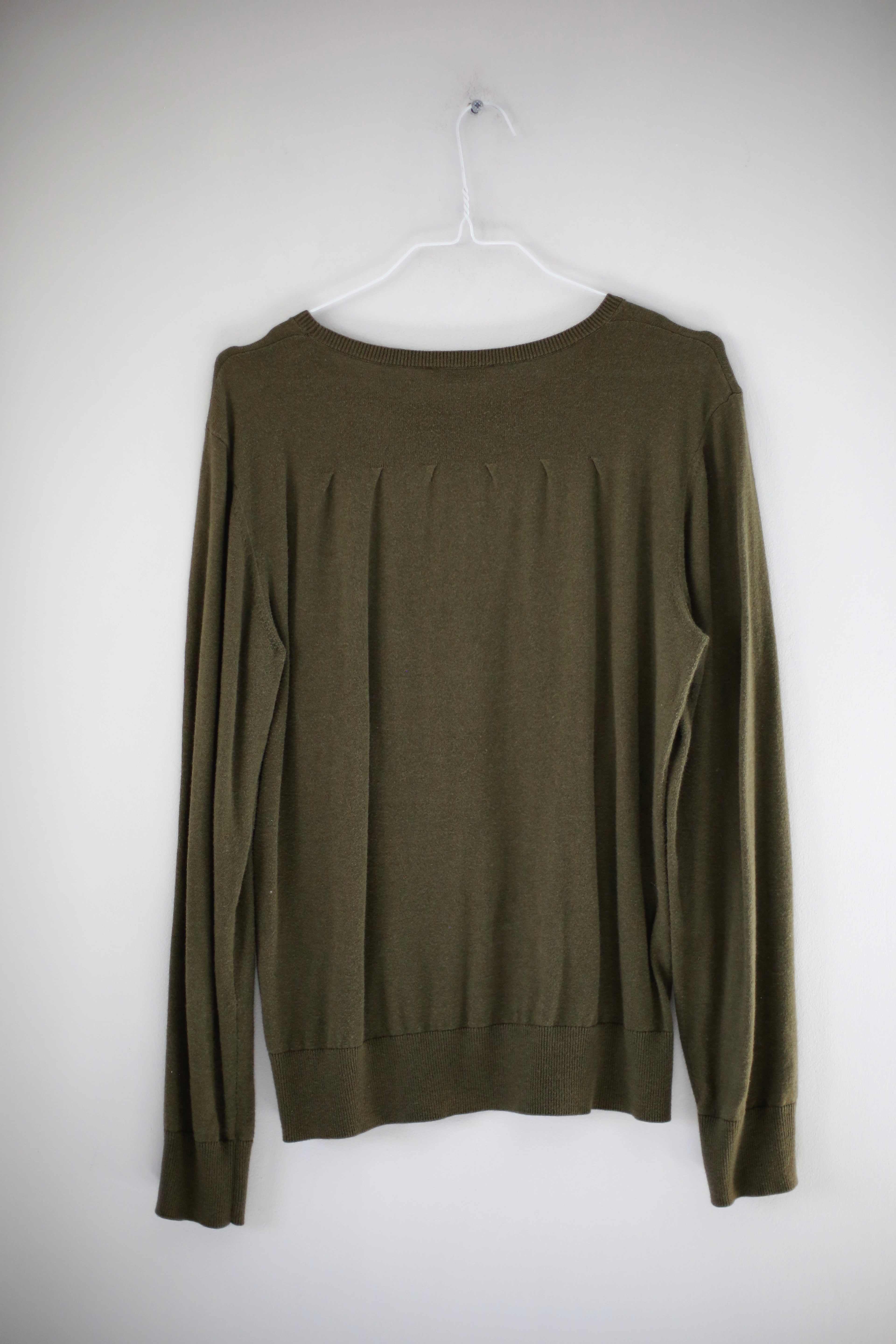 Closed Pullover Grün basic einfarbig Olivgrün Khaki 40 L uni