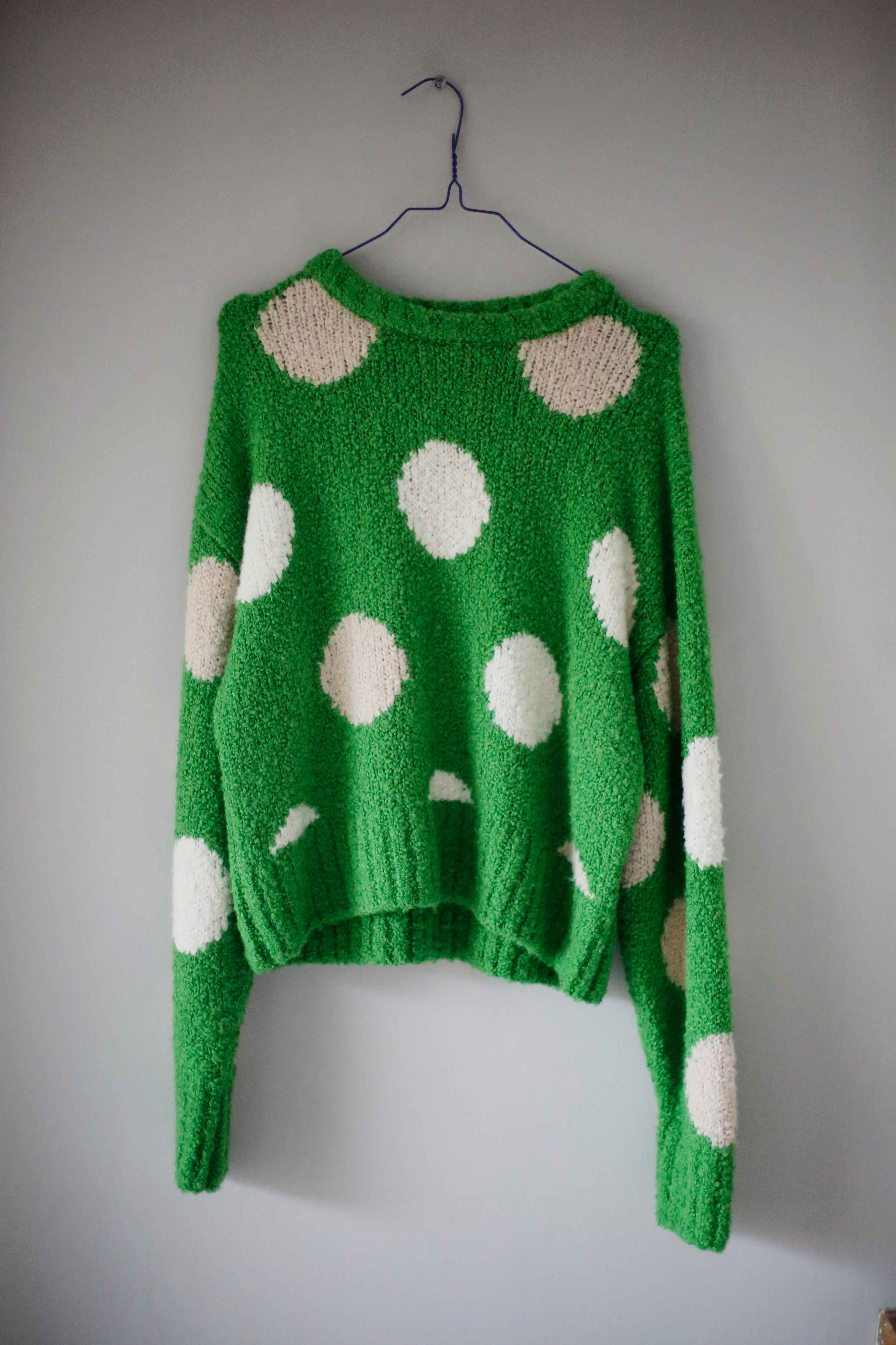 &other stories Pullover Sweater Grün Wollpullover gestrickt 38 M Paris Atelier gepunkt