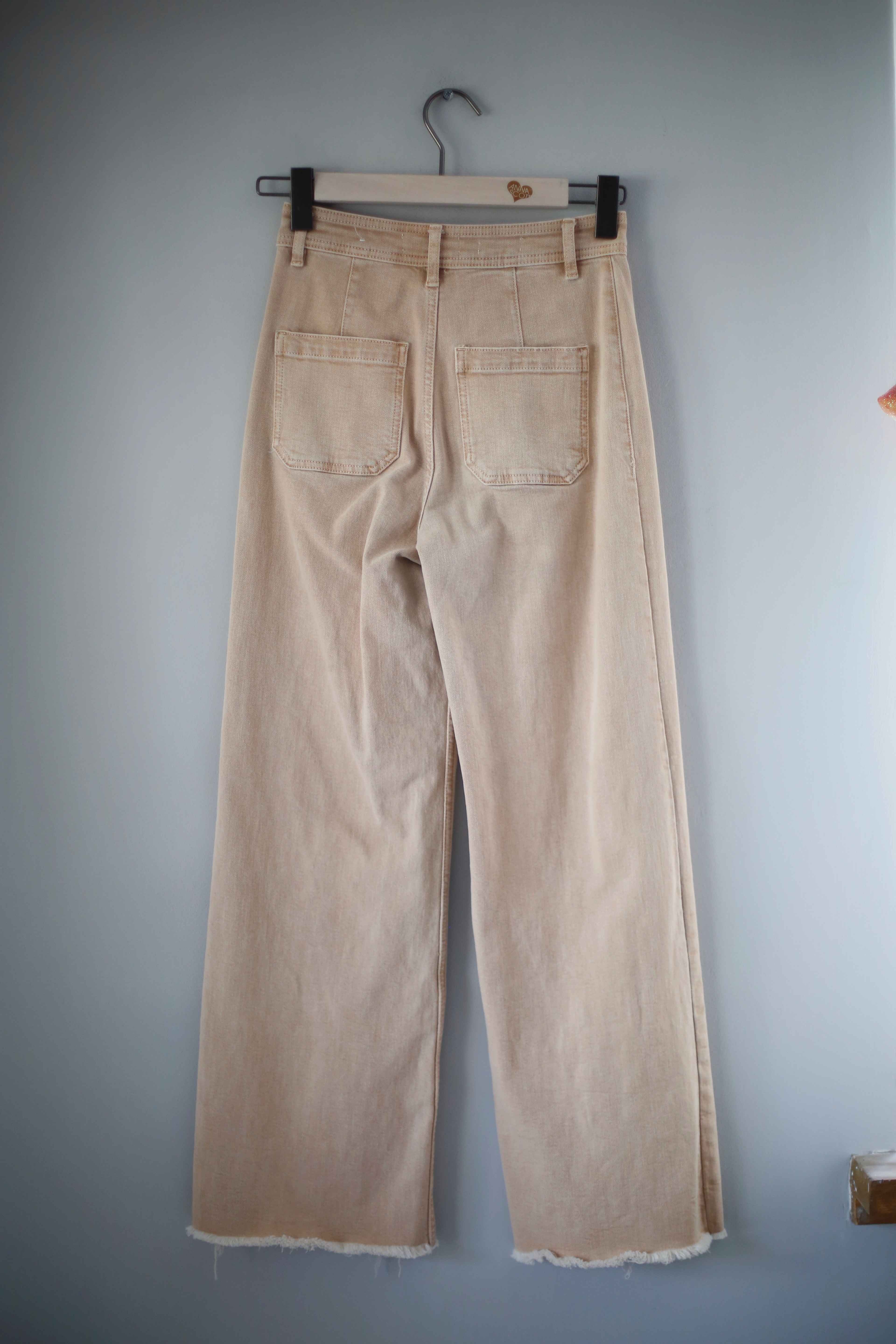 Mango Jeans Hose Catherine flared beige Creme 34 XS braun high waist