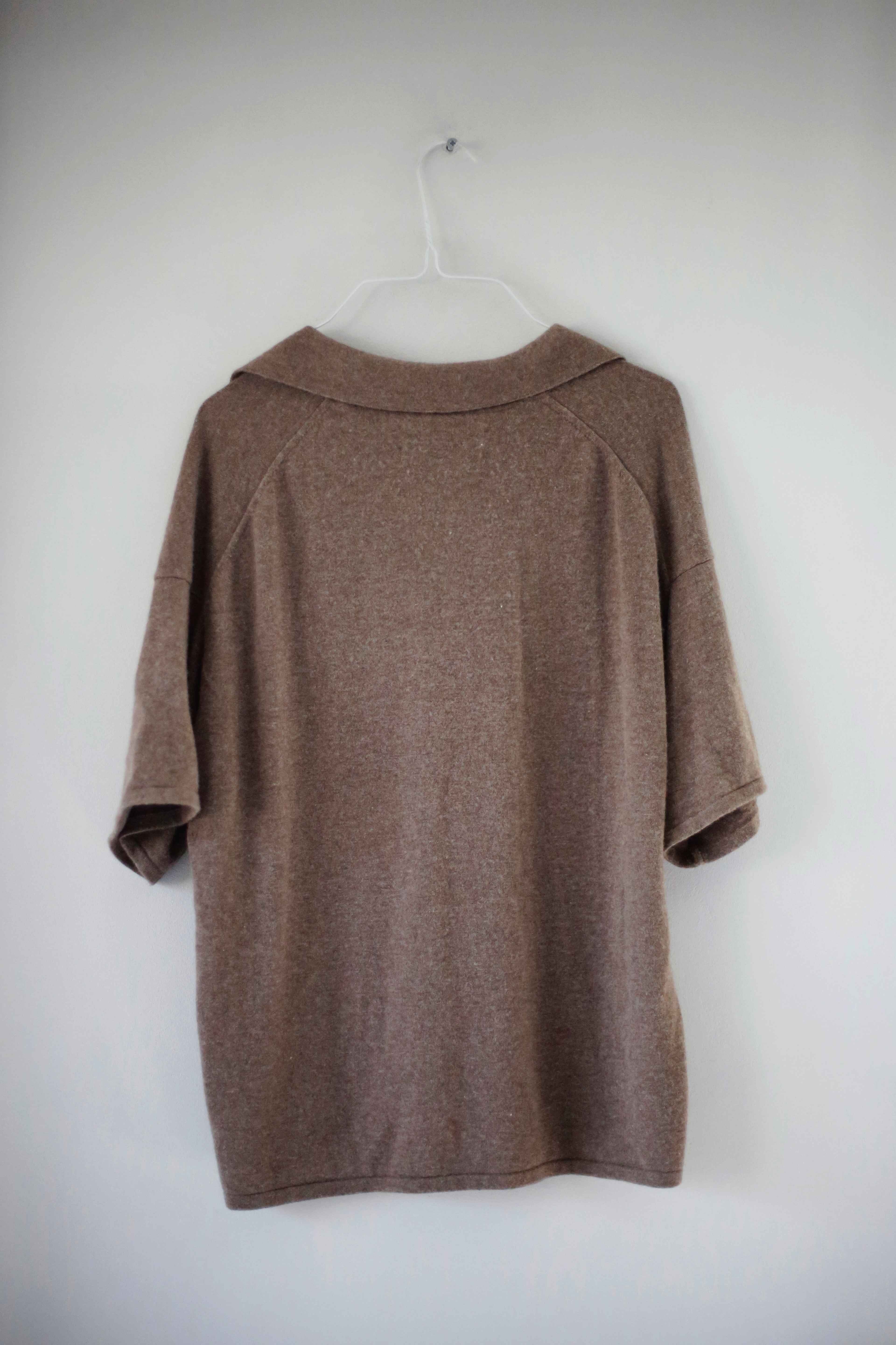 Samsoe Samsoe Shirt Polo Oberteil Wolle Wollshirt braun taupe basic kurzarm