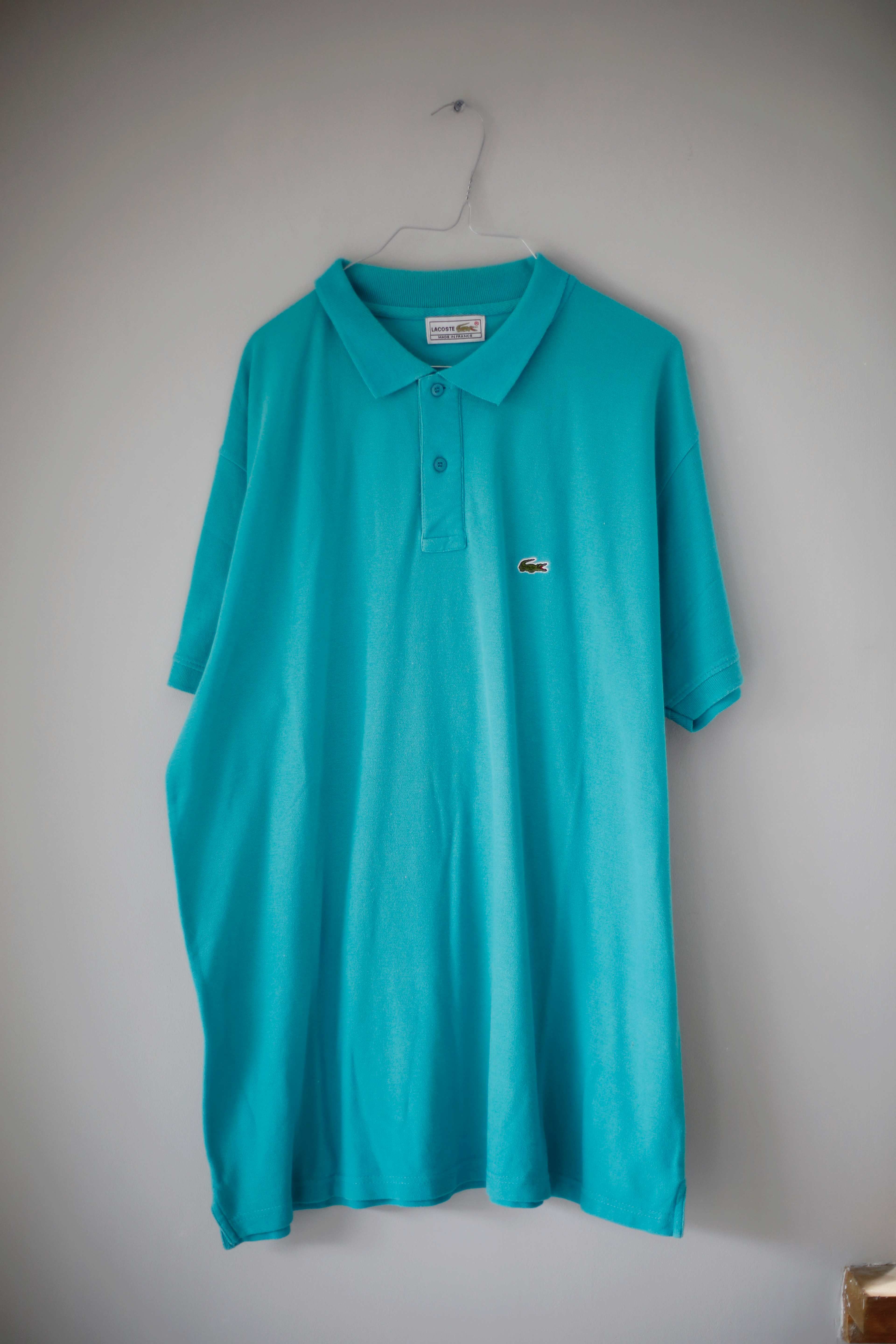 Lacoste Shirt Poloshirt Oberteil Hemd Türkis blau einfarbig XL made in france