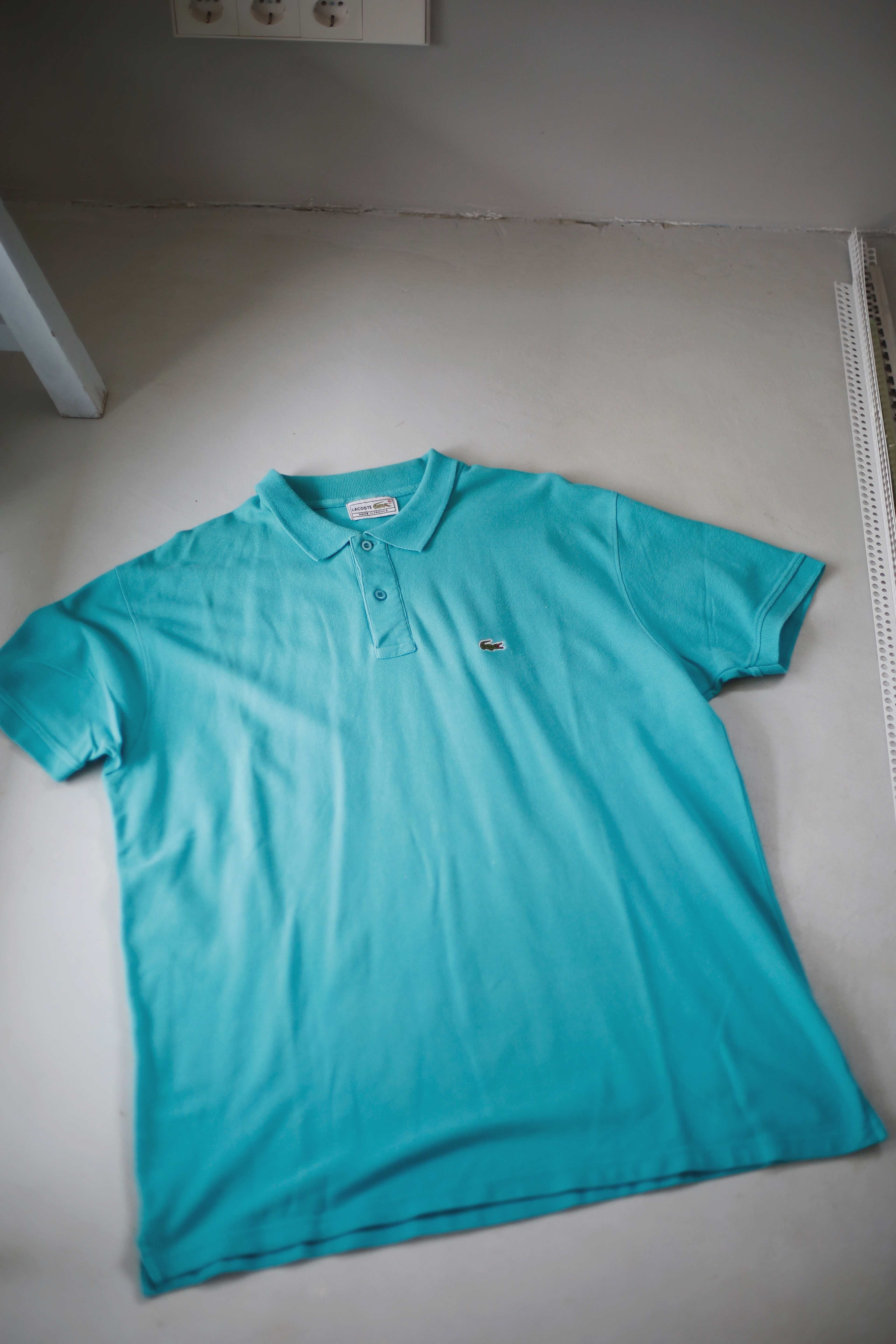 Lacoste Shirt Poloshirt Oberteil Hemd Türkis blau einfarbig XL made in france