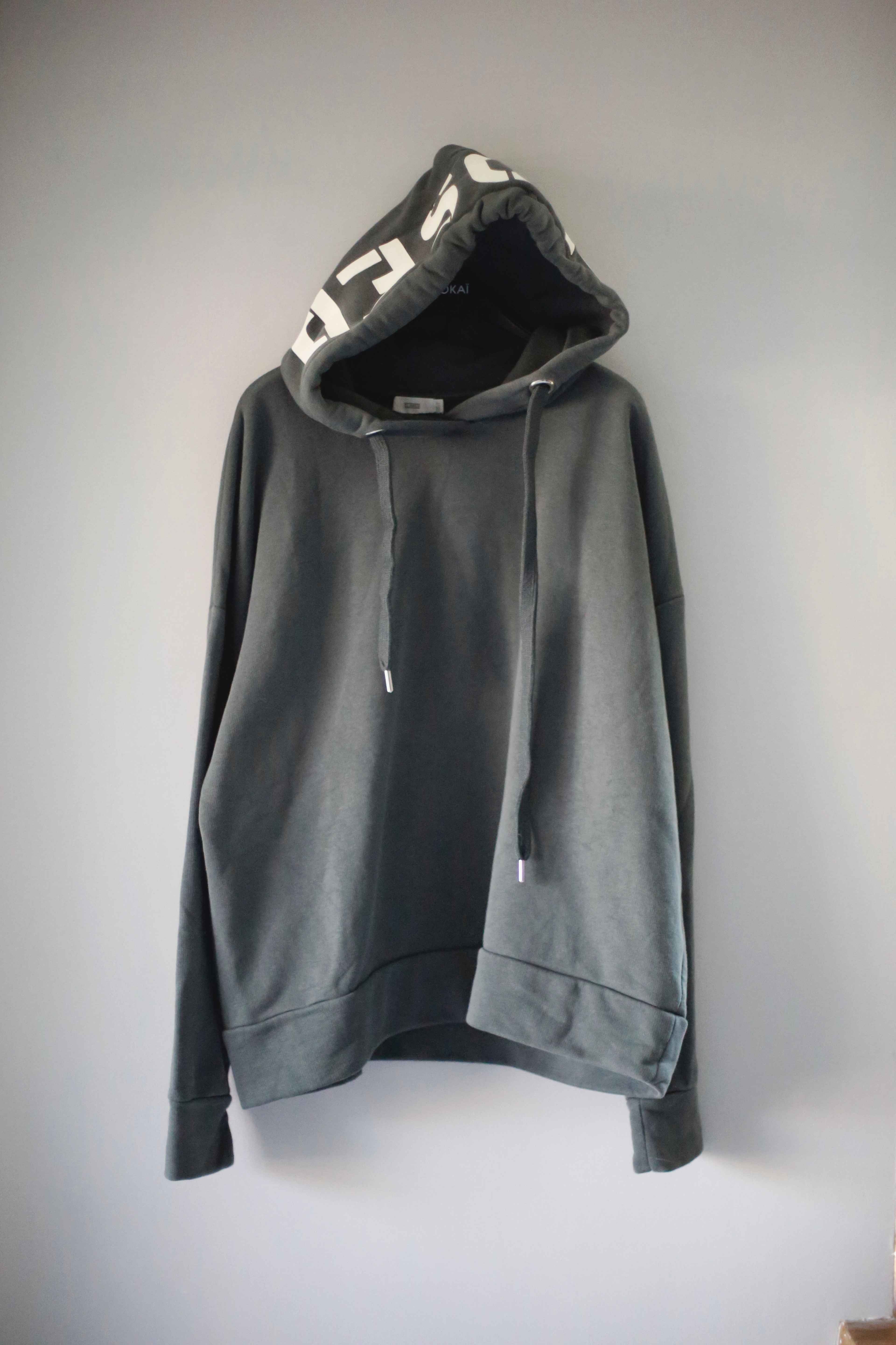 Closed Hoodie Pullover XL Grün Grau Druck Kapuze basic Sweater Oberteil